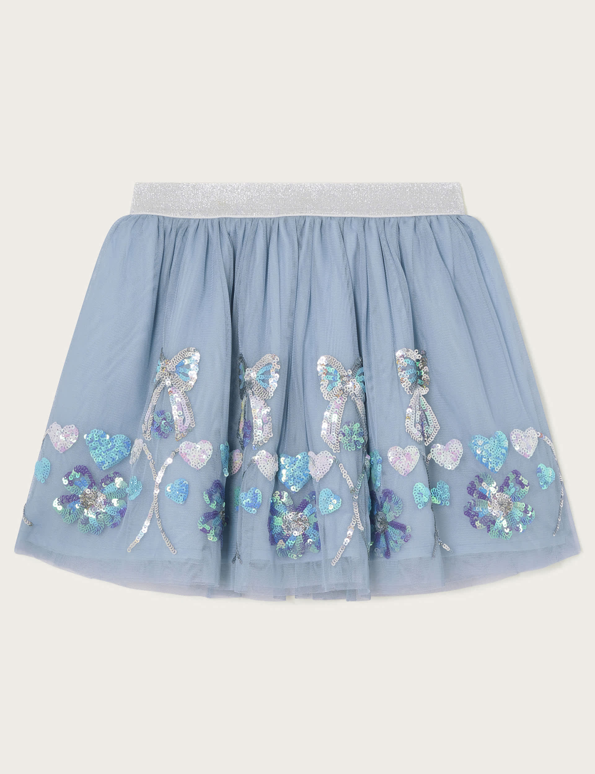 Monsoon Girls Mini Pure Cotton Sequin Skirt (3-13 Yrs) - 7-8 Y - Blue Mix, Blue Mix