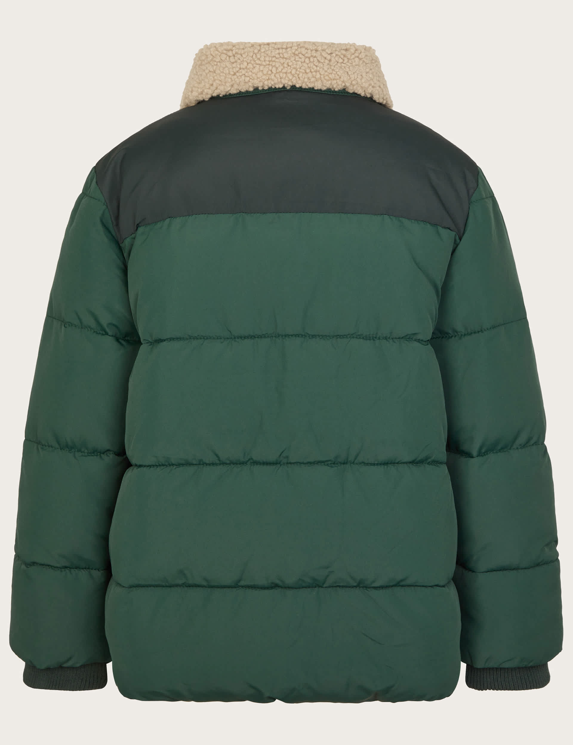 Monsoon Boys BORG COLLAR QUILTED JACKET - 2-3 Y - Green, Green