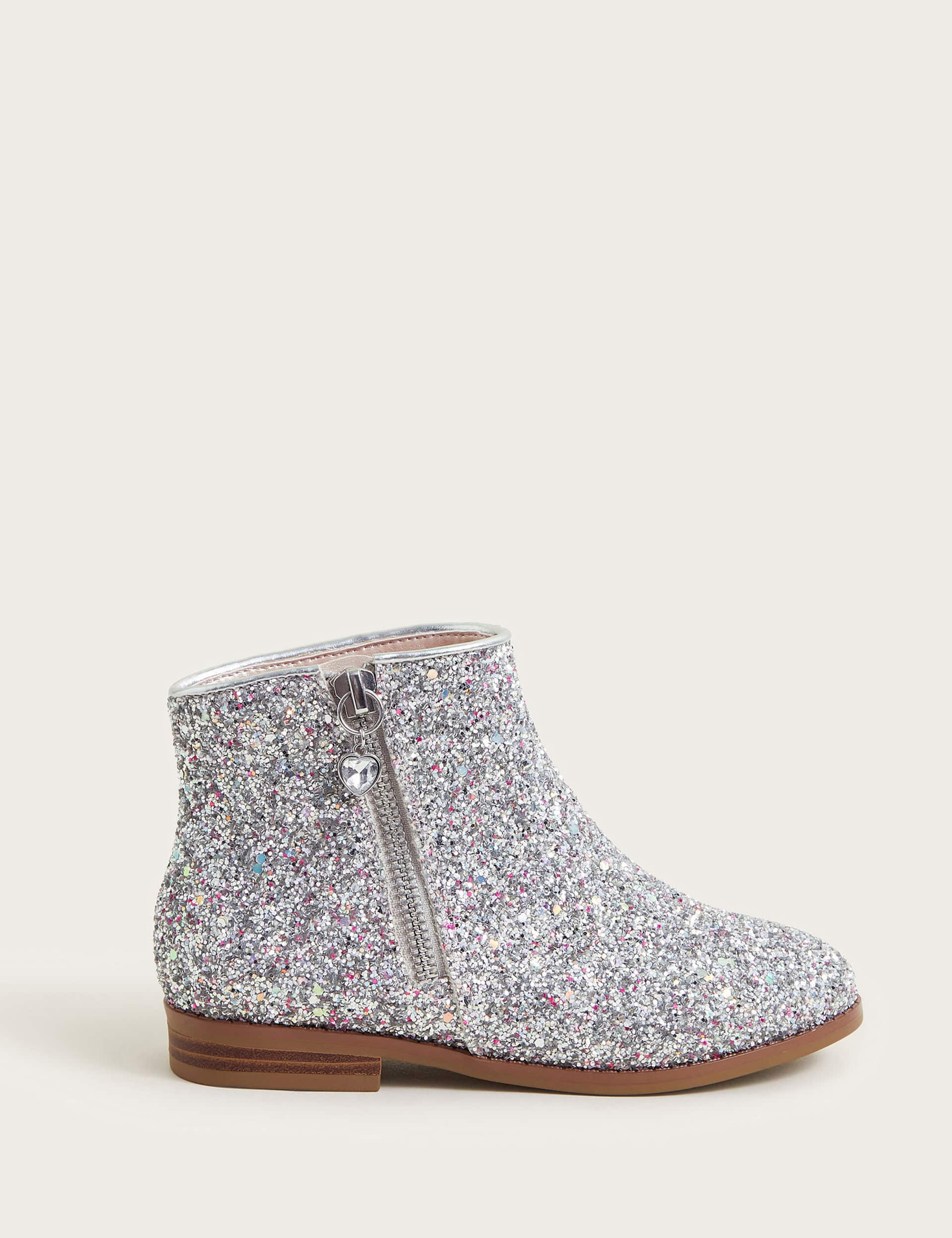 Monsoon Girls Glitter Chelsea Boots (7 Small-3 Large) - 9 S - Silver, Silver