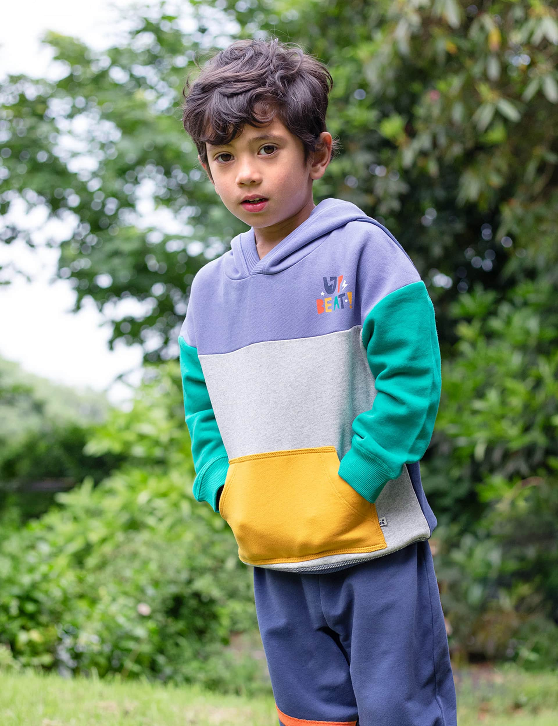 Frugi Boys Pure Cotton Colour Block Hoodie (2-10 Yrs) - 6-7 Y - Multi, Multi