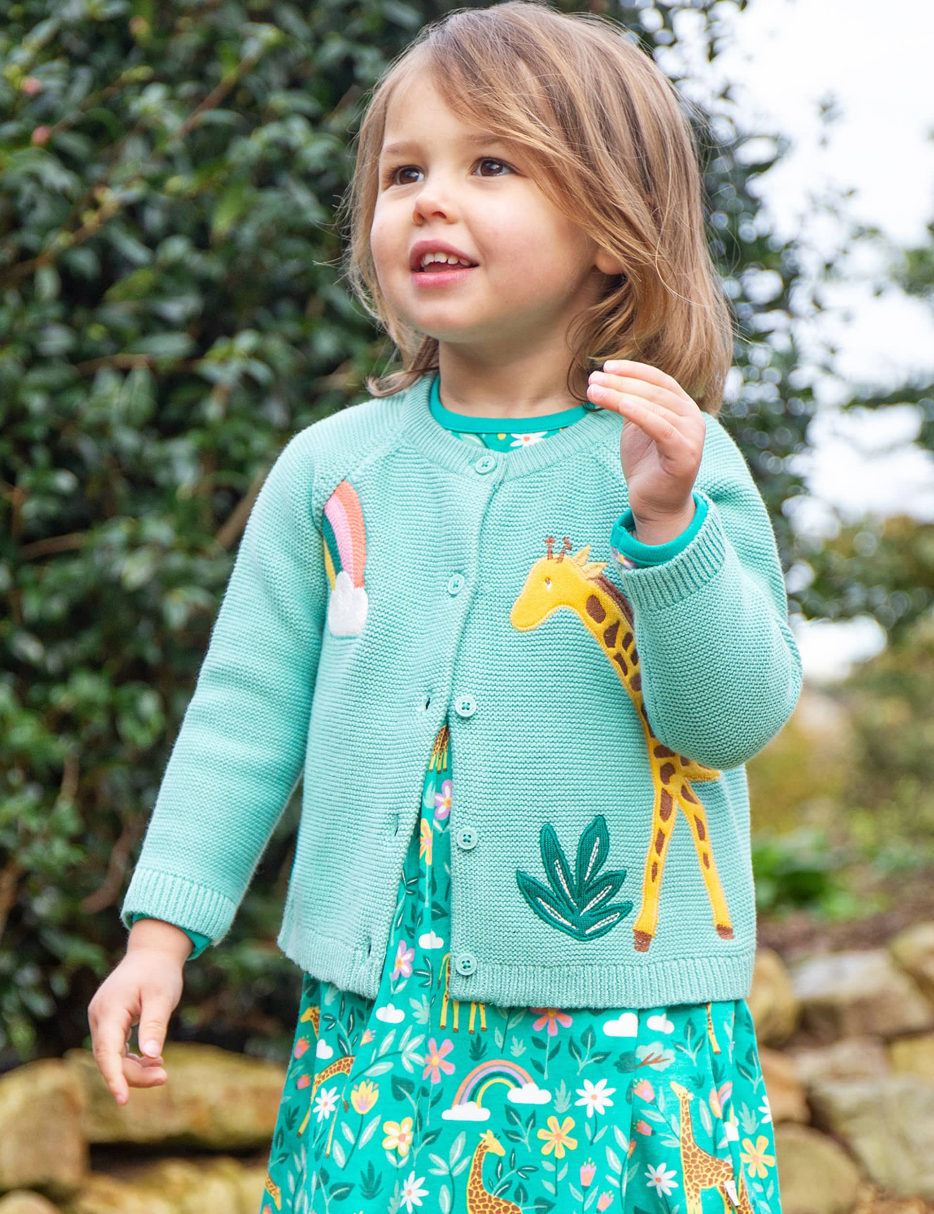 Frugi Girls Pure Cotton Knitted Giraffe Cardigan (0-10 Yrs) - 4-5 Y - Multi, Multi