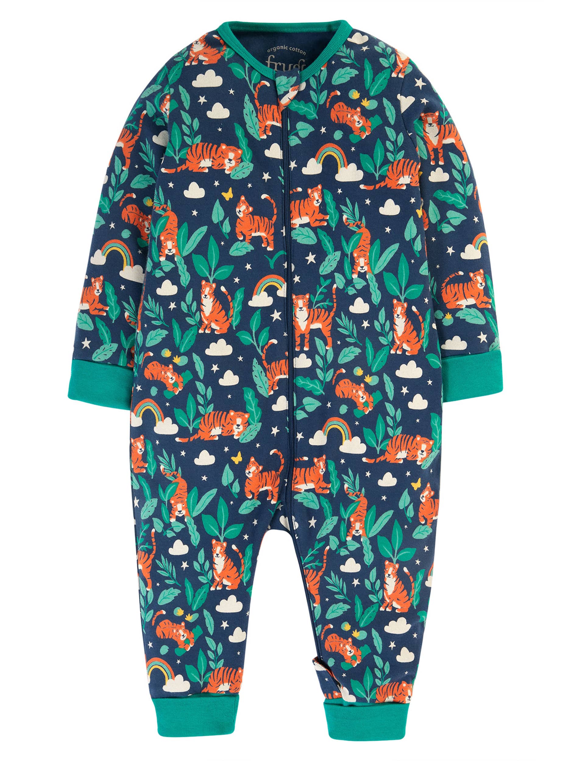 Frugi Boys Pure Cotton Tiger All in One (7lbs-10 Yrs) - 5-6 Y - Navy Mix, Navy Mix