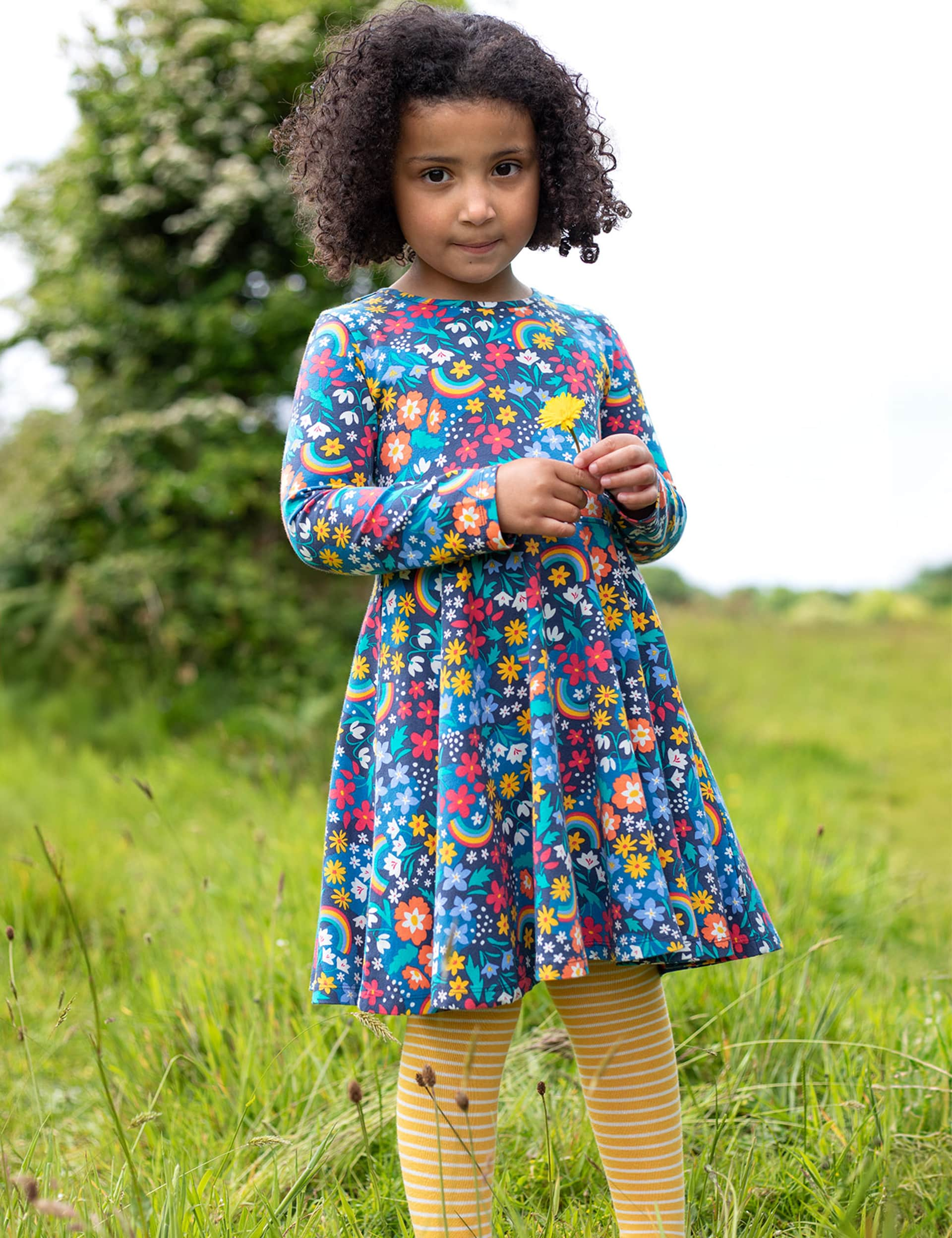 Frugi Girls Cotton Rich Printed Dress (2-10 Yrs) - 5-6 Y - Navy Mix, Navy Mix