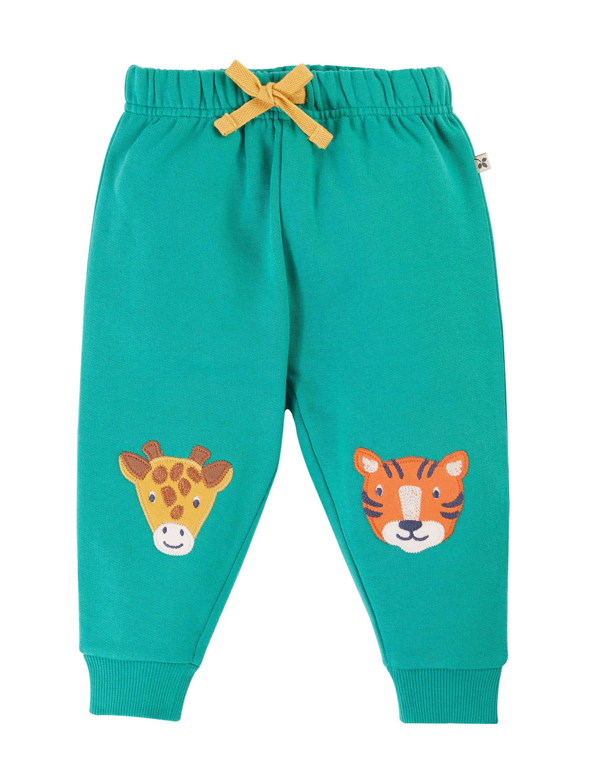 Frugi Pure Cotton Animal Appliqu Joggers (0-5 Yrs) - 2-3 Y - Green, Green