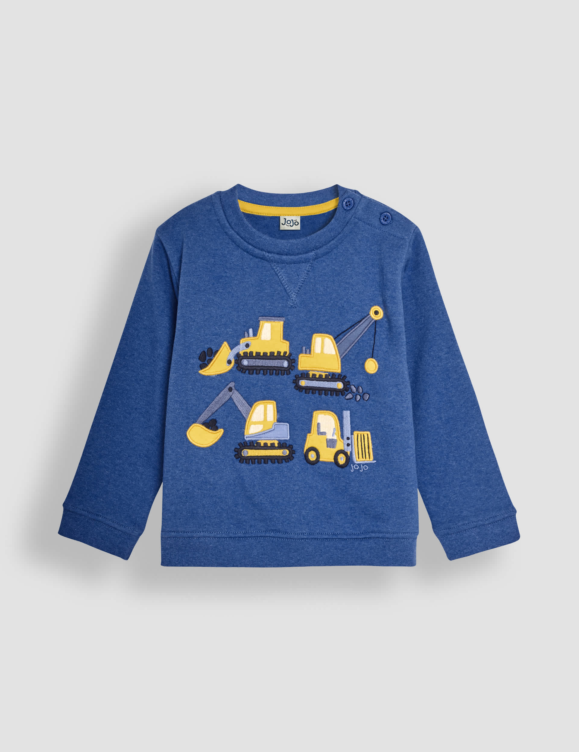 Jojo Maman Bb Boys Pure Cotton Digger Applique Sweatshirt (6 Mths - 6 Yrs) - 18-24 - Blue, Blue