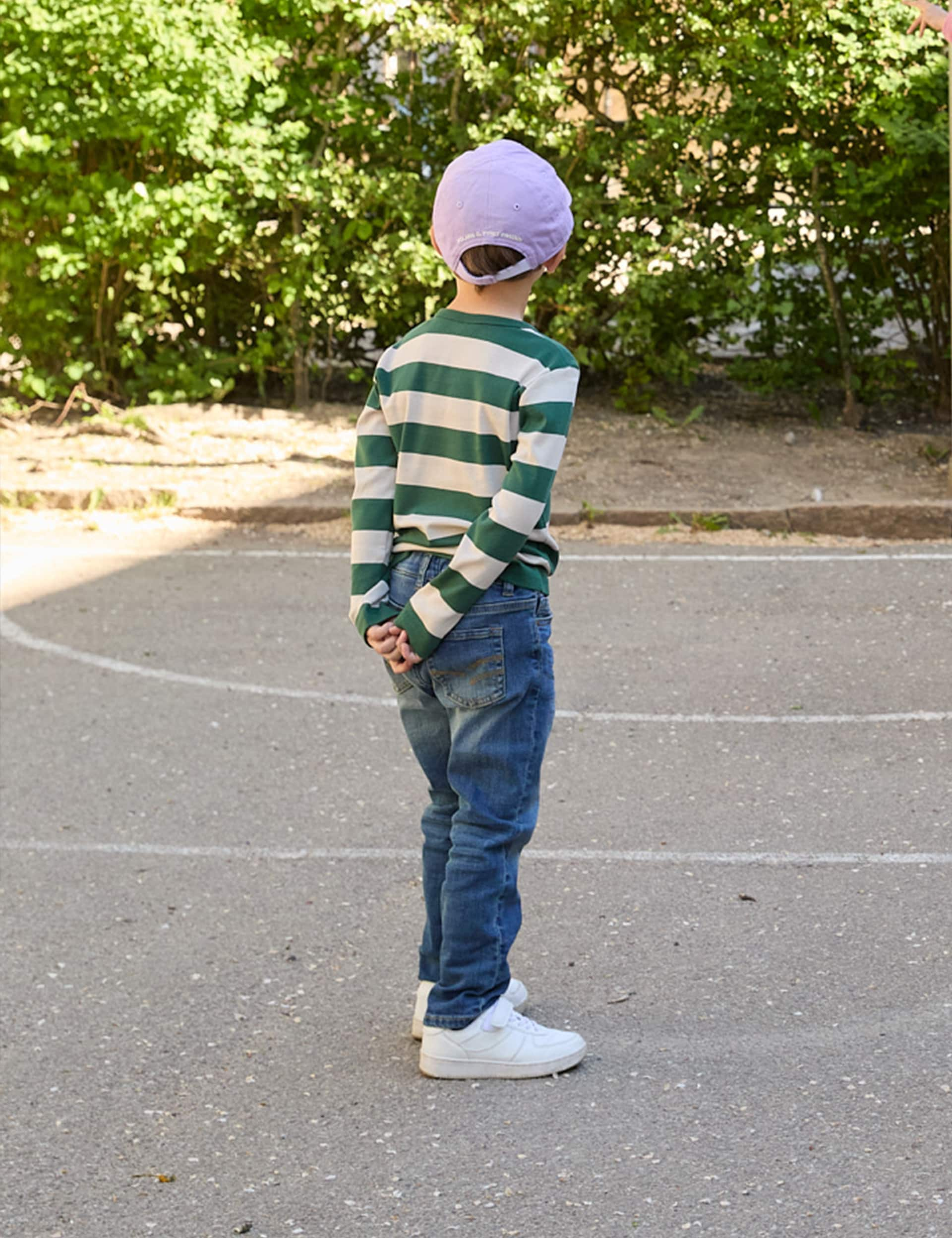 Polarn O. Pyret Pure Cotton Striped Top (1-10 Yrs) - 3-4 Y - Green Mix, Green Mix