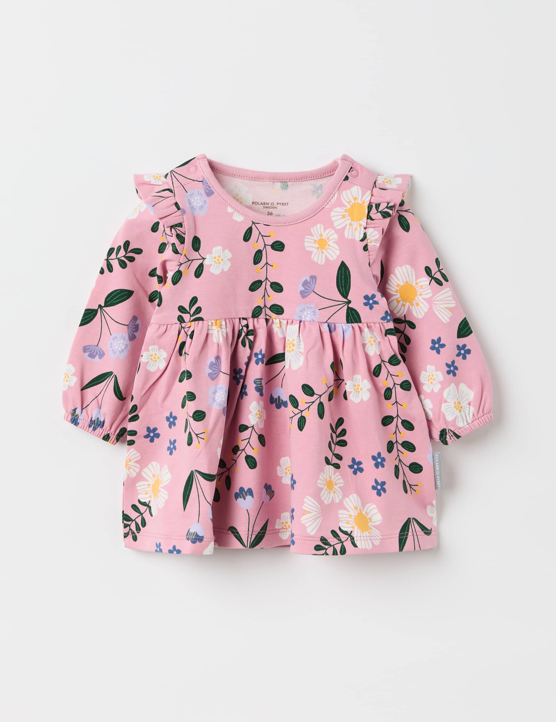 Polarn O. Pyret Girls Cotton Rich Floral Dress (1-12 Mths) - 9-12M - Pink Mix, Pink Mix