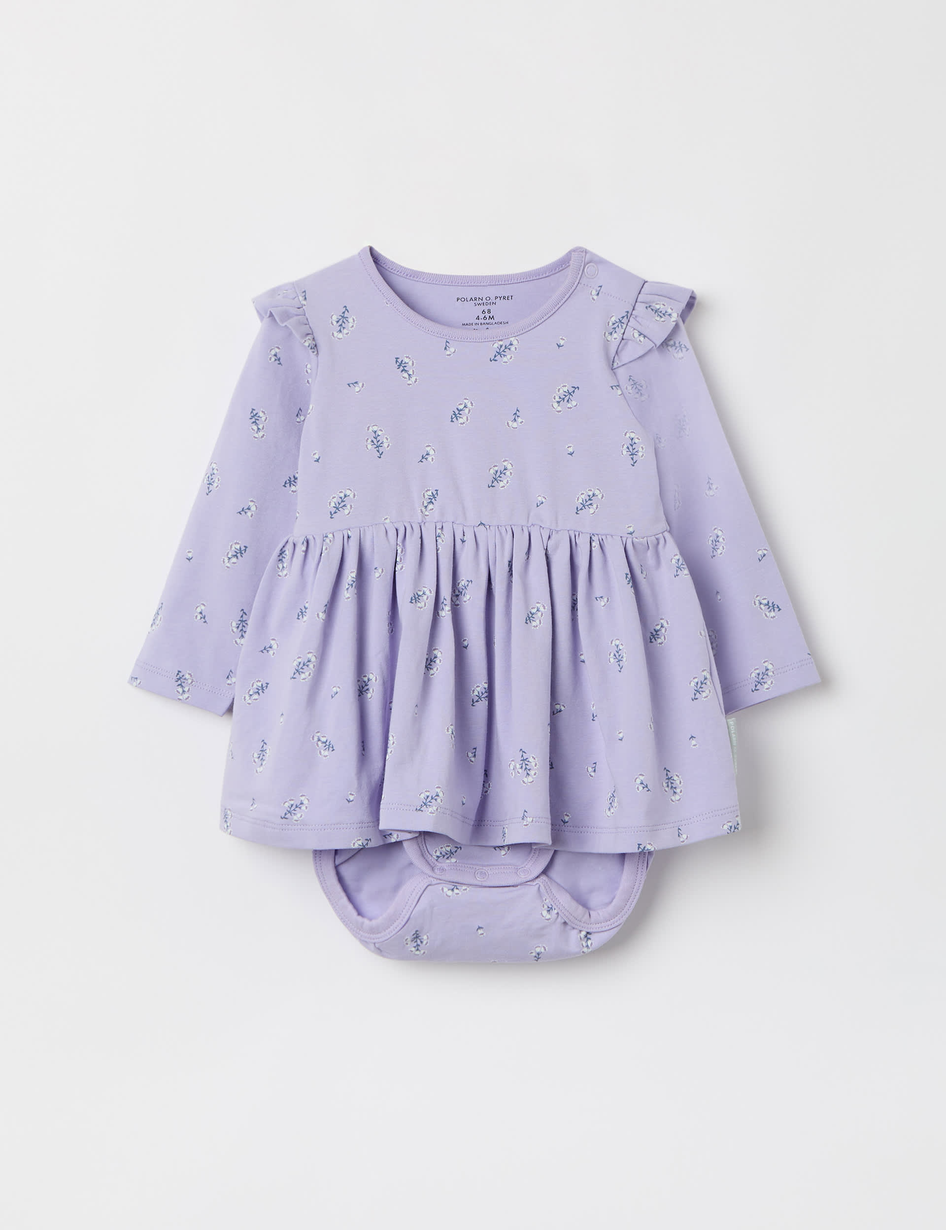 Polarn O. Pyret Girls 2 pc Cotton Rich Floral Outfit (1-12 Mths) - 4-6M - Purple Mix, Purple Mix