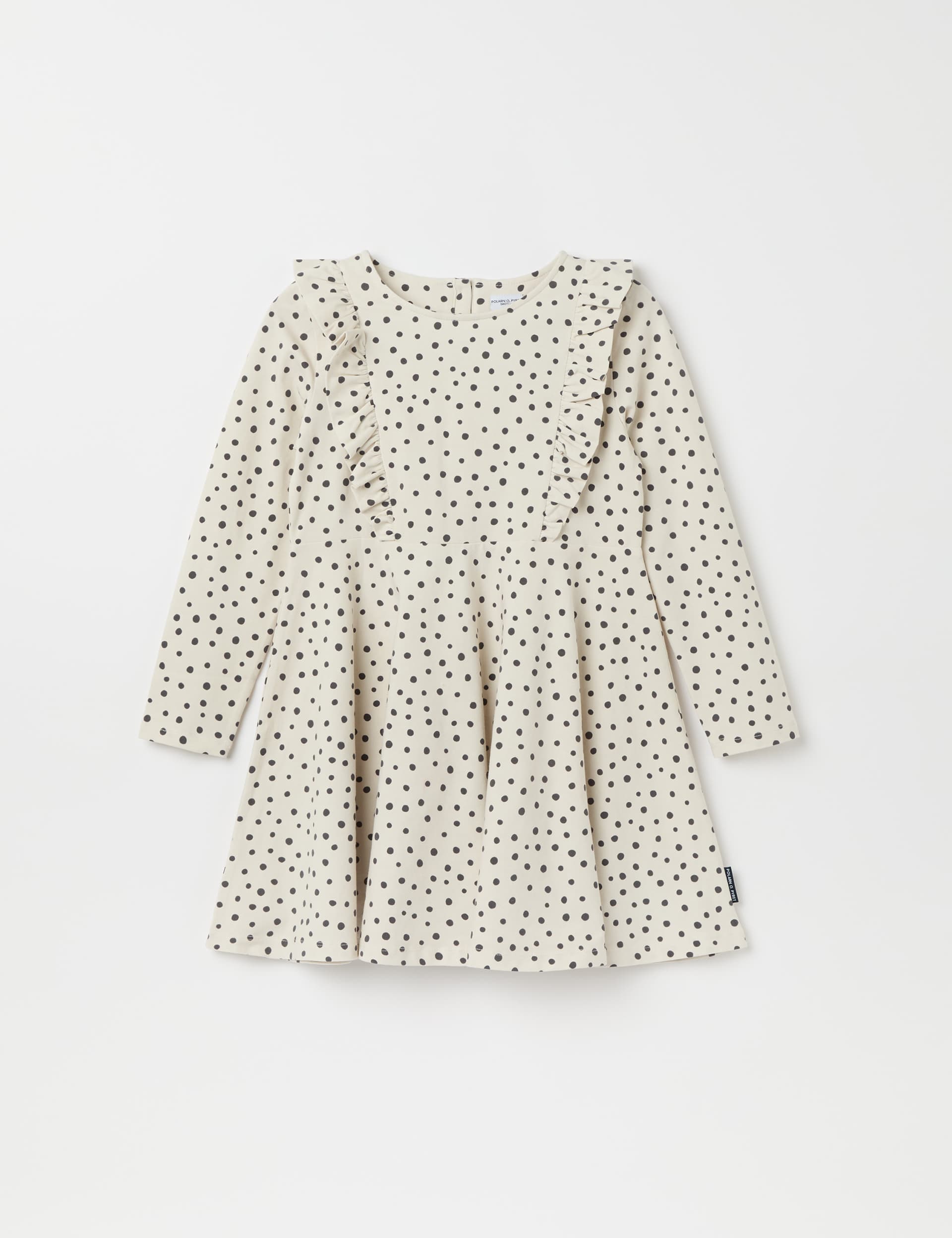 Polarn O. Pyret Girls Cotton Rich Polka Dot Dress (1-10 Yrs) - 12-18 - Beige Mix, Beige Mix