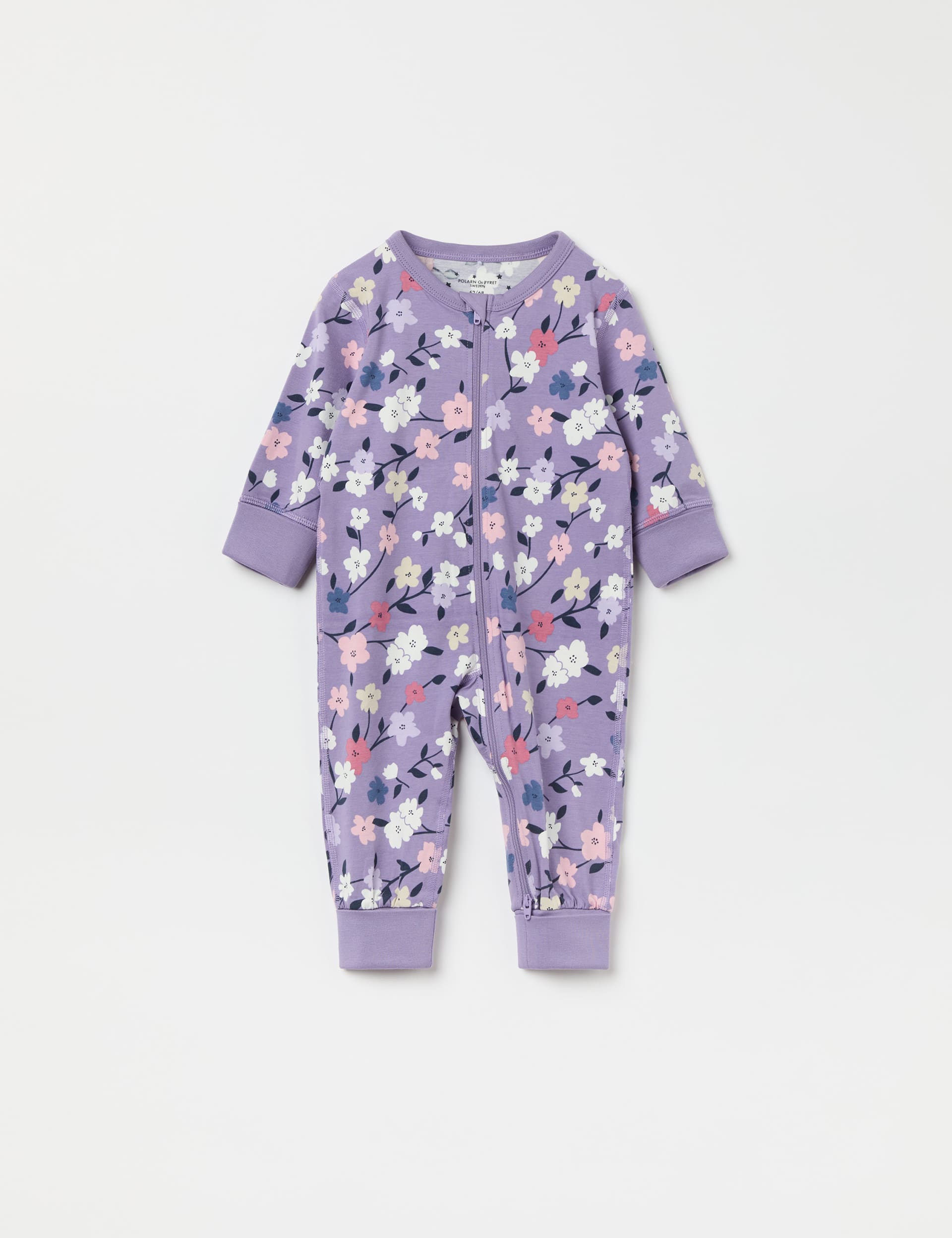 Polarn O. Pyret Girls Cotton Rich Floral Sleepsuit (0-4 Yrs) - 2-4Y - Purple Mix, Purple Mix