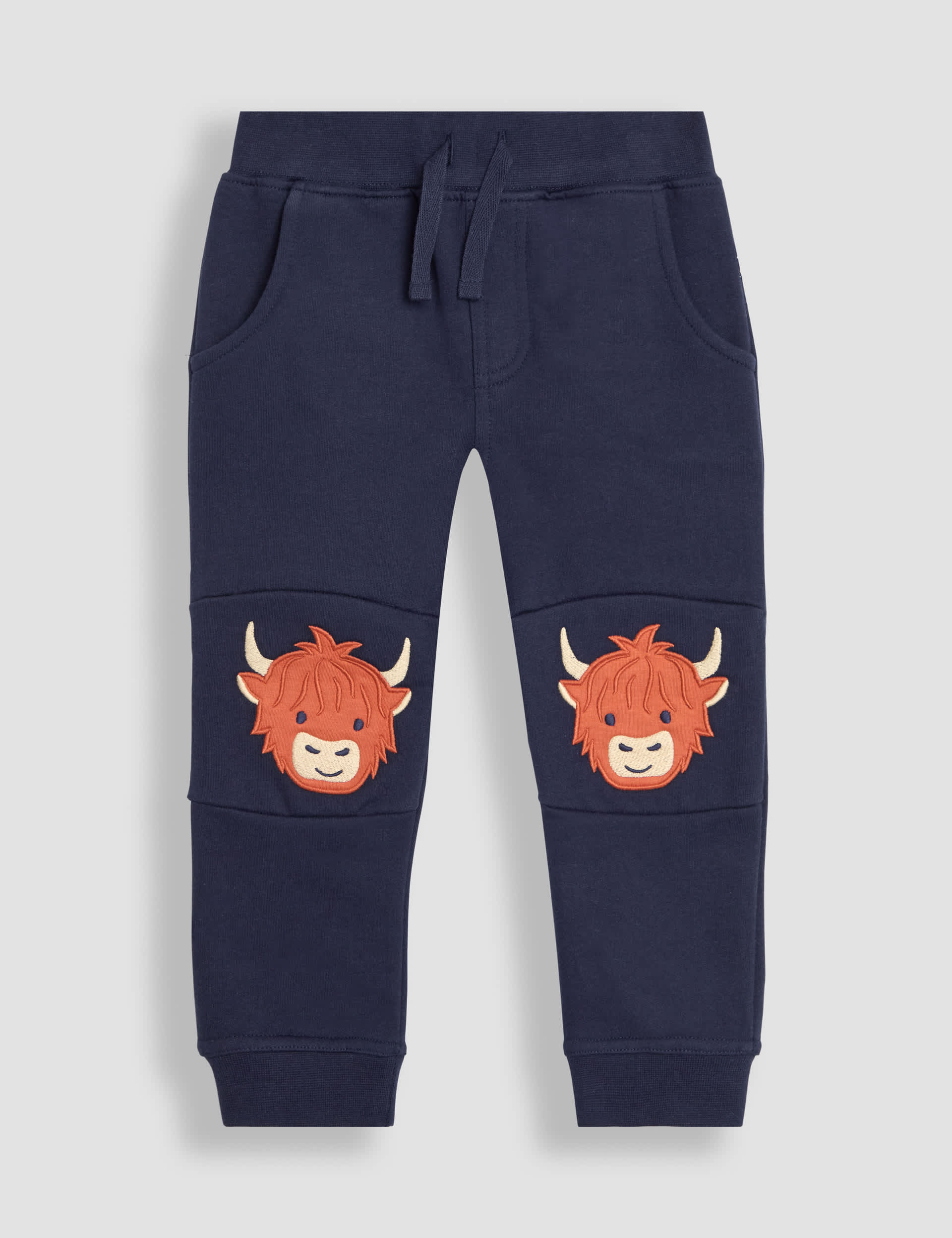 Jojo Maman Bb Boys Pure Cotton Highland Cow Joggers (6 Mths - 6 Yrs) - 18-24 - Navy, Navy