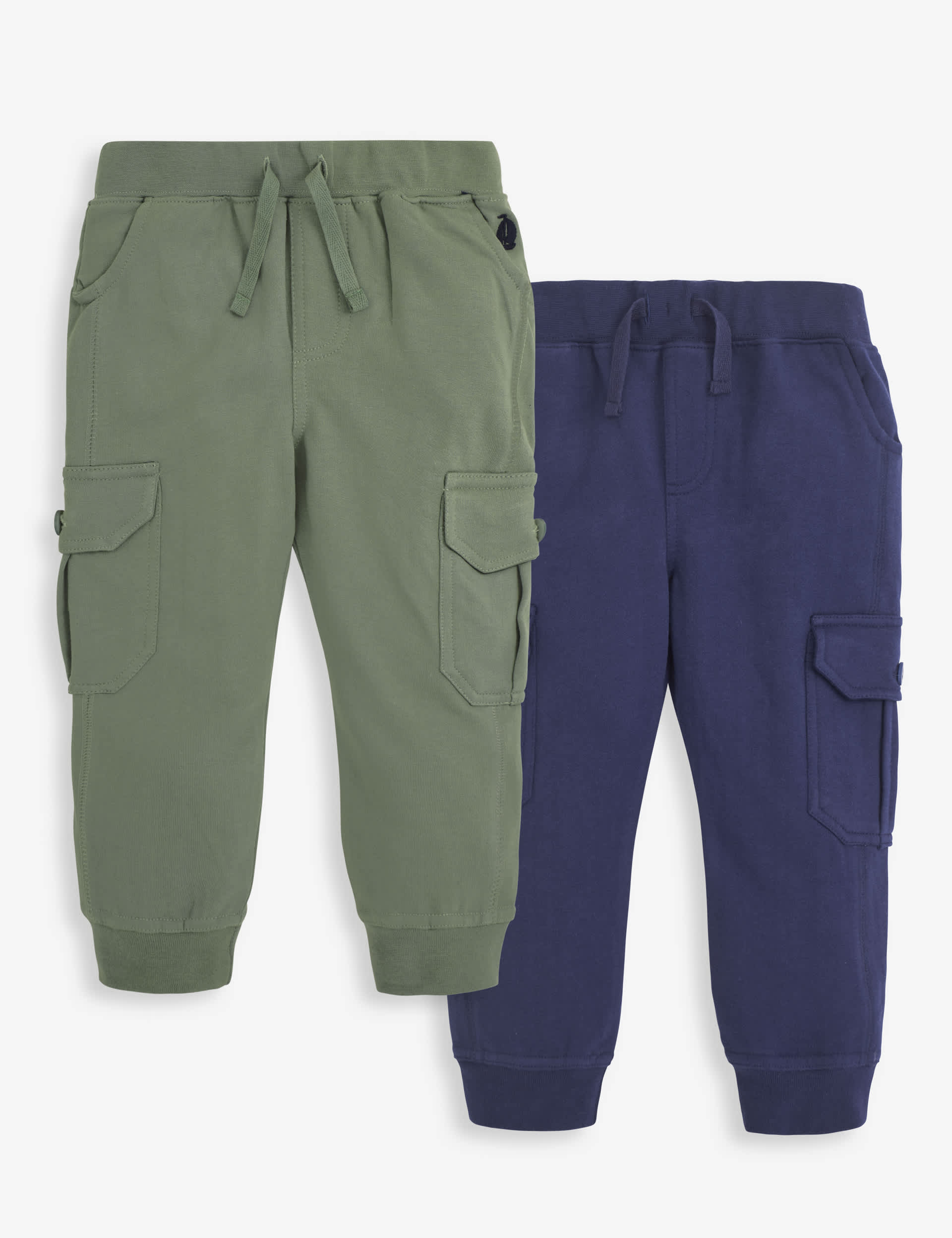 Jojo Maman Bb Boys 2pk Pure Cotton Cargo Joggers (6 Mths-6 Yrs) - 6-12M - Multi, Multi