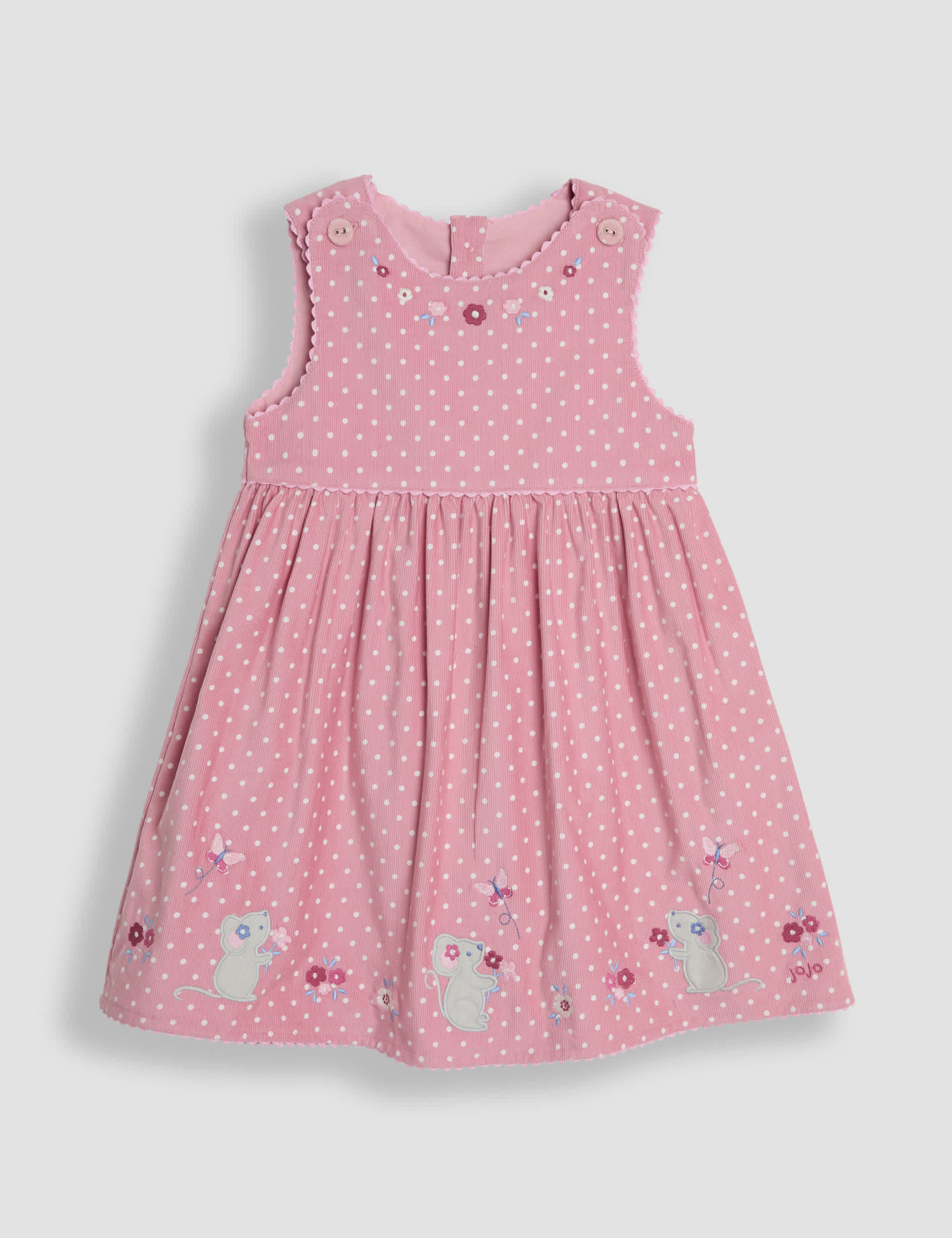 Jojo Maman Bb Girls Cord Mouse Dress (6 Mths - 6 Yrs) - 3-4 Y - Pink Mix, Pink Mix