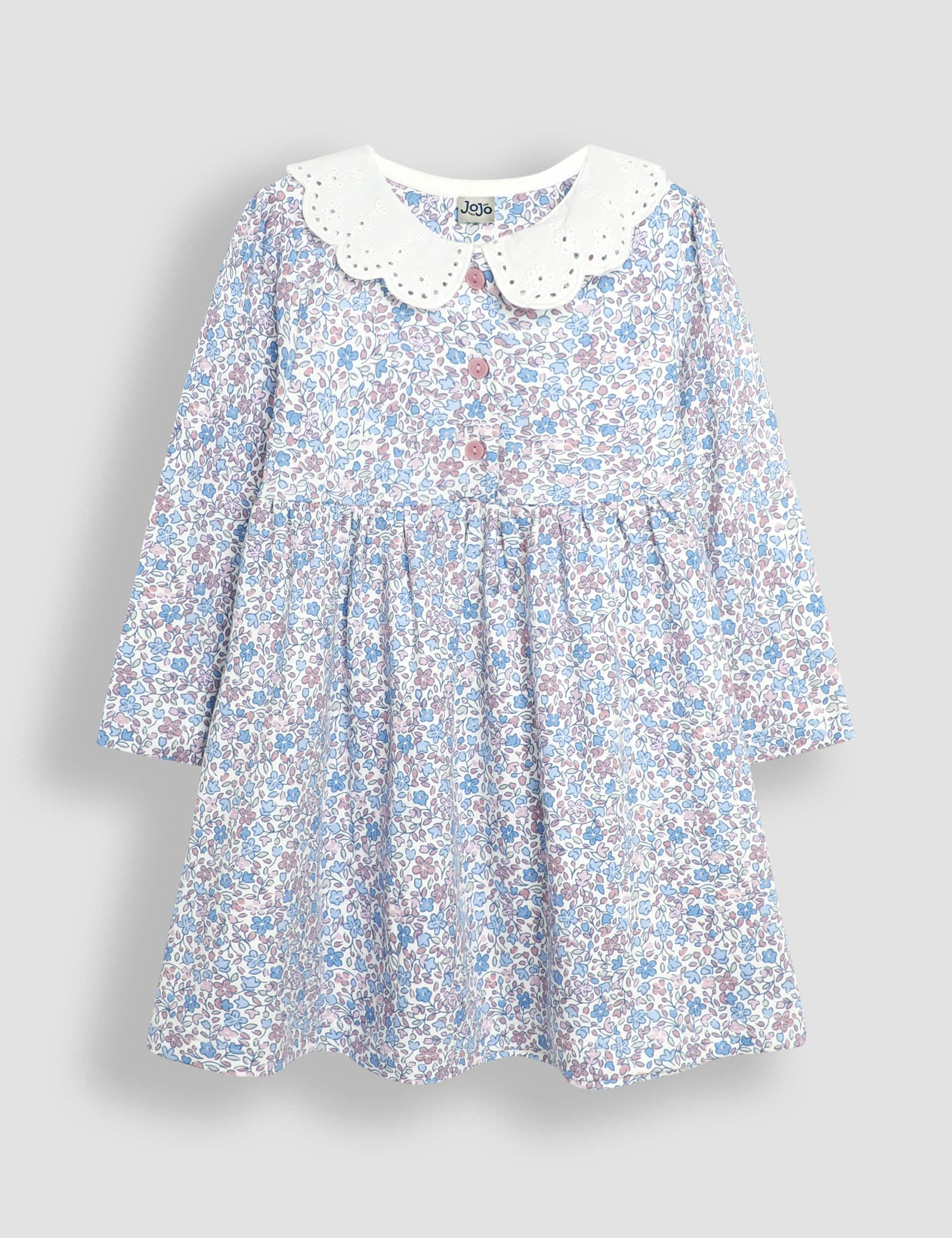 Jojo Maman Bb Girls Pure Cotton Floral Dress (6 Mths - 6 Yrs) - 3-4 Y - Pink Mix, Pink Mix