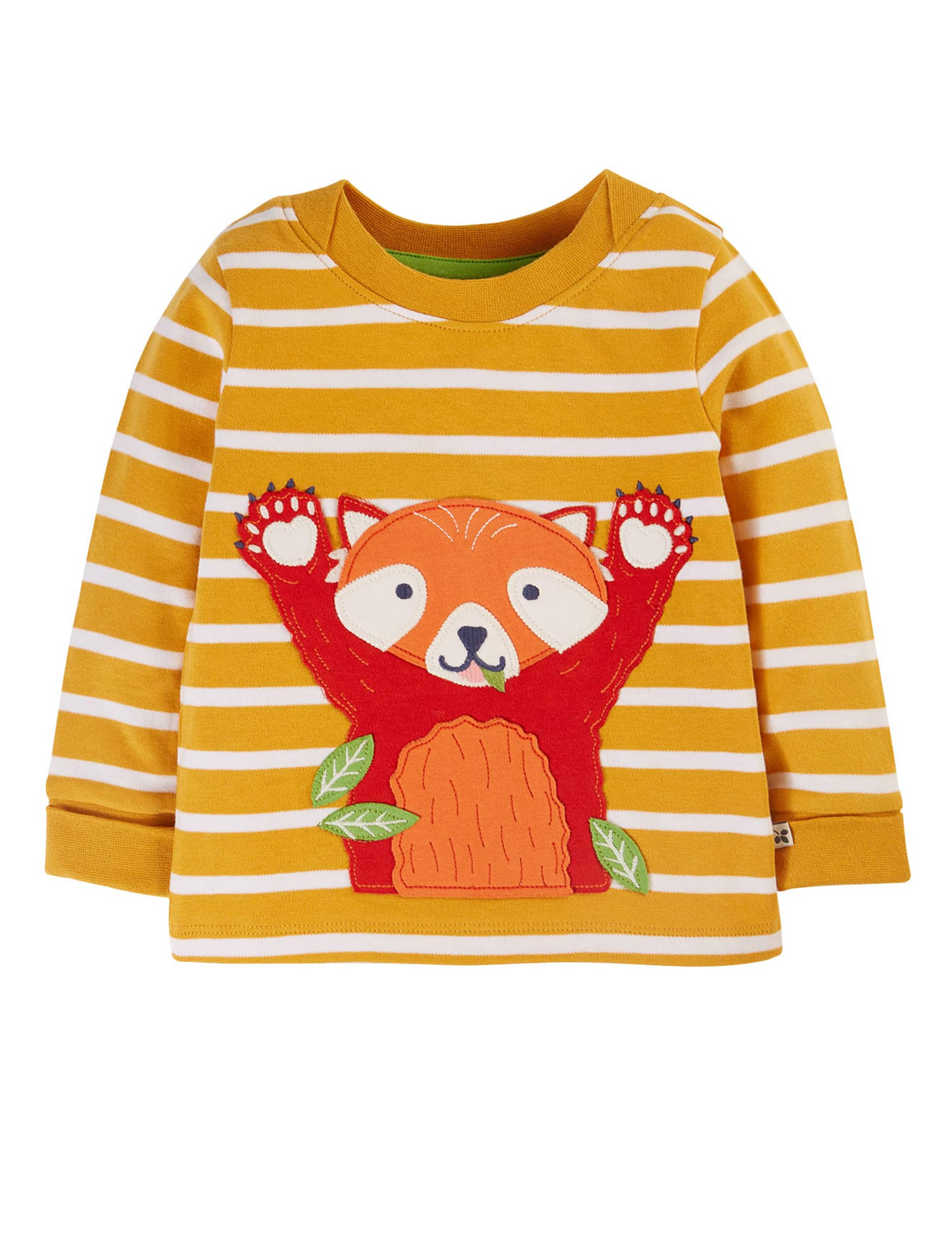 Frugi Boys Pure Cotton Striped Animal Top (0-8 Yrs) - 6-7 Y - Yellow Mix, Yellow Mix