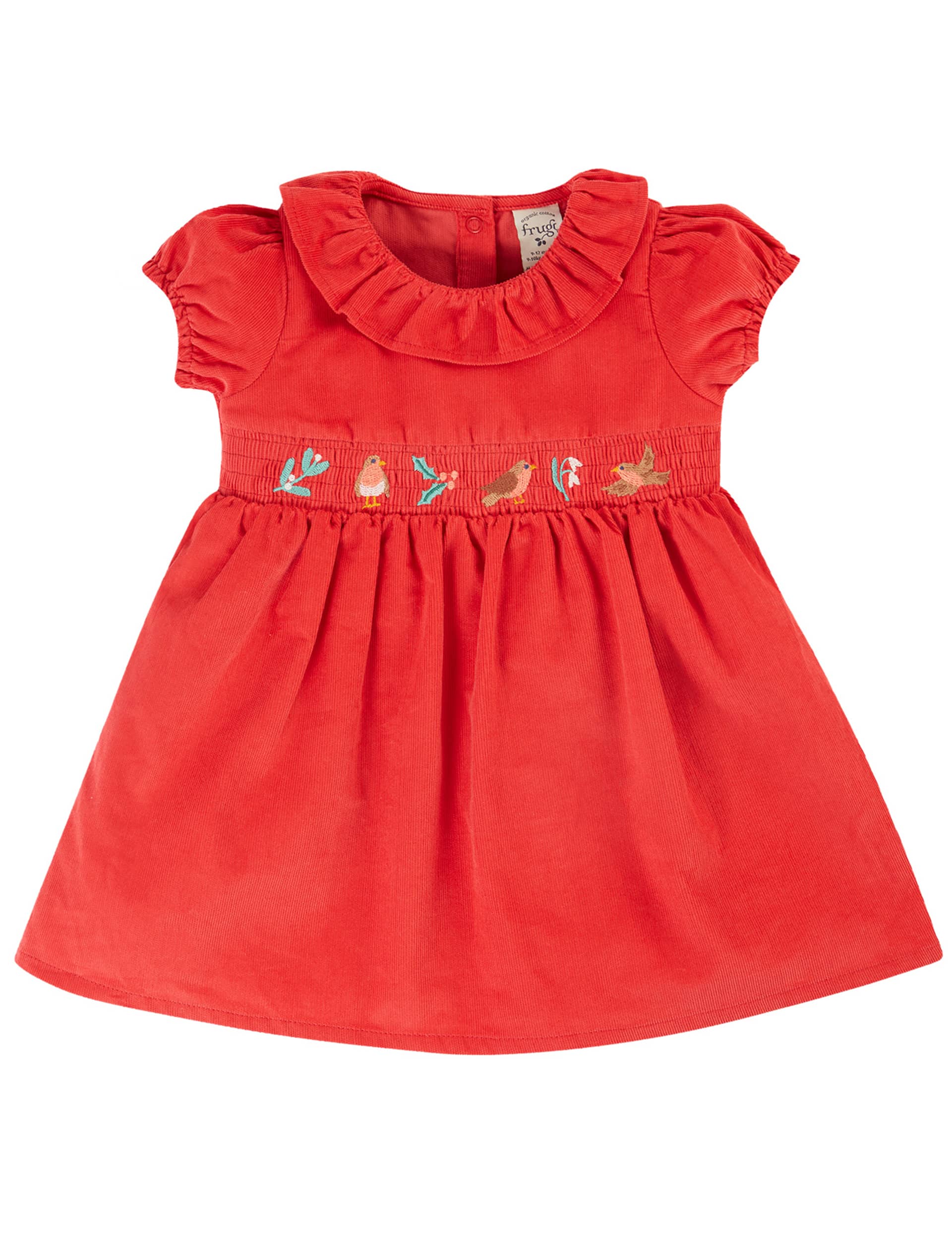 Frugi Girls Pure Cotton Embroidered Dress (0-5 Yrs) - 3-4 Y, Red