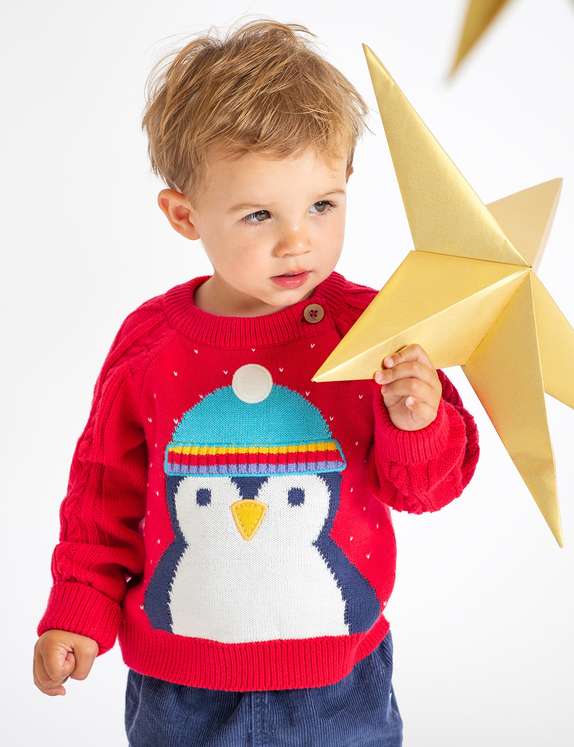 Frugi Boys Pure Cotton Knitted Penguin Jumper (0-10 Yrs)