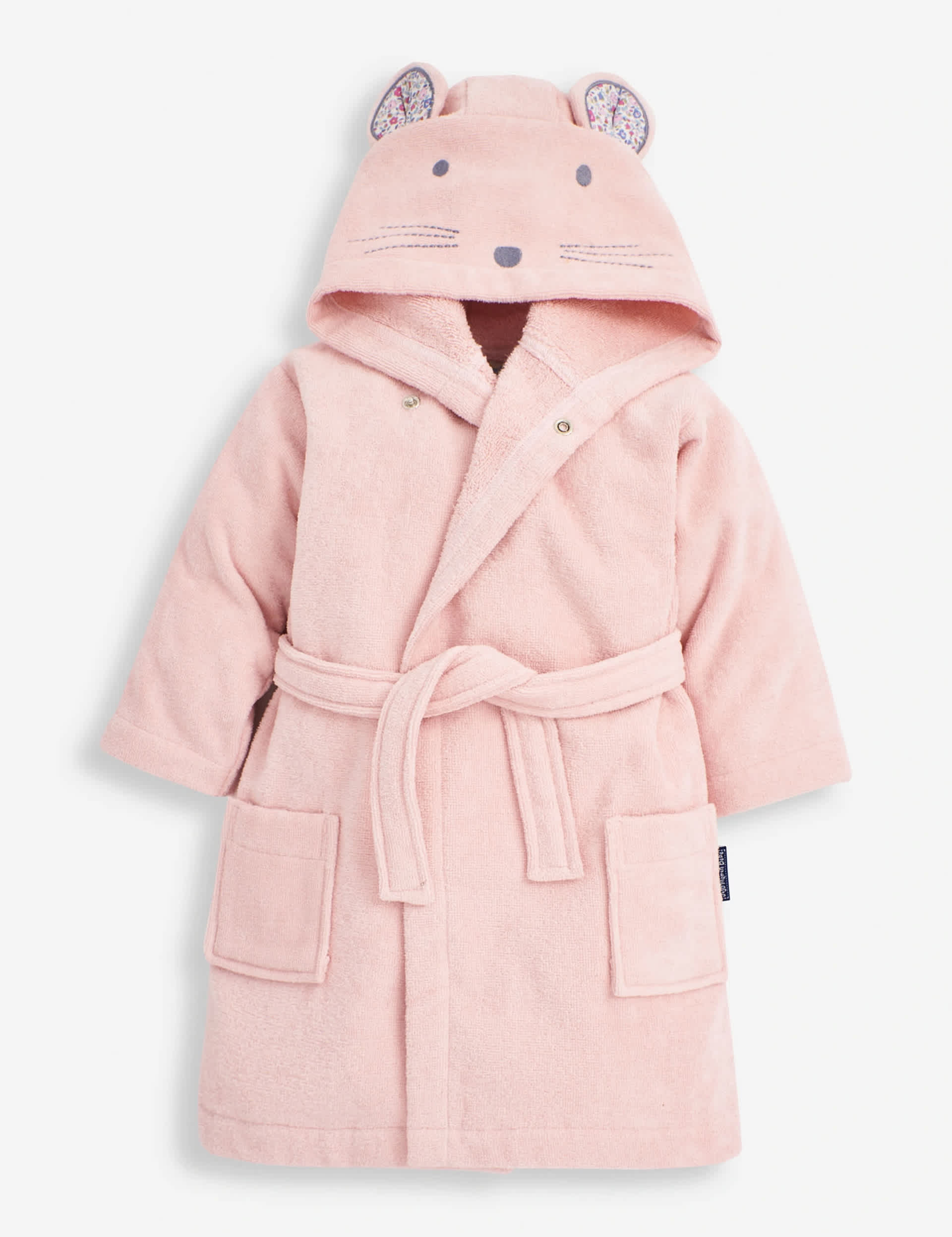 Jojo Maman Bb Girls Pure Cotton Mouse Hooded Robe (6 Mths - 7 Yrs) - 1-2Y - Light Pink, Light Pink