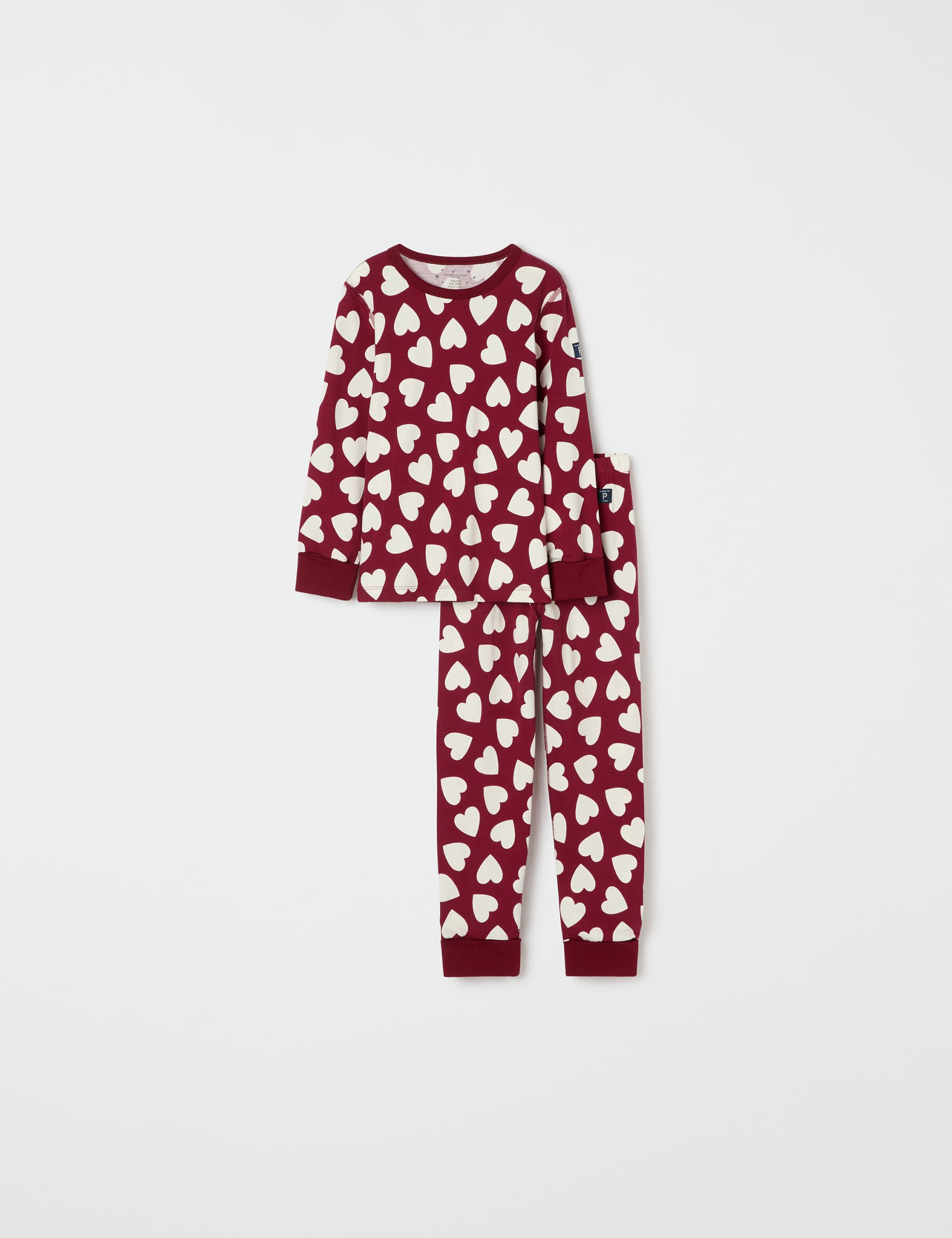 Polarn O. Pyret Girls Cotton Rich Heart Print Pyjamas (1-10 Yrs) - 2-4Y - Red Mix, Red Mix