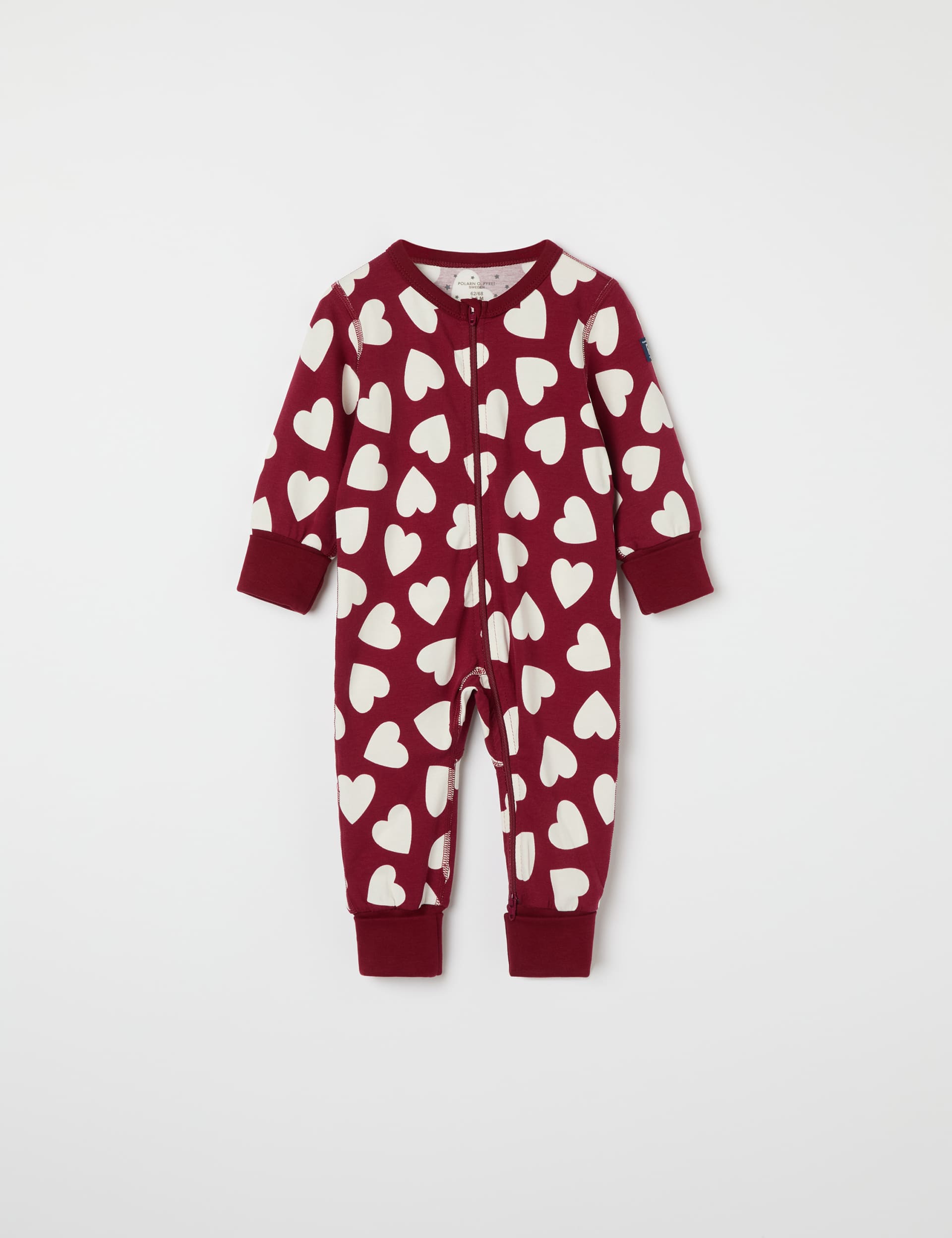 Polarn O. Pyret Girls Cotton Rich Heart Print Zip Sleepsuit (0-4 Yrs) - 2-4Y - Red Mix, Red Mix