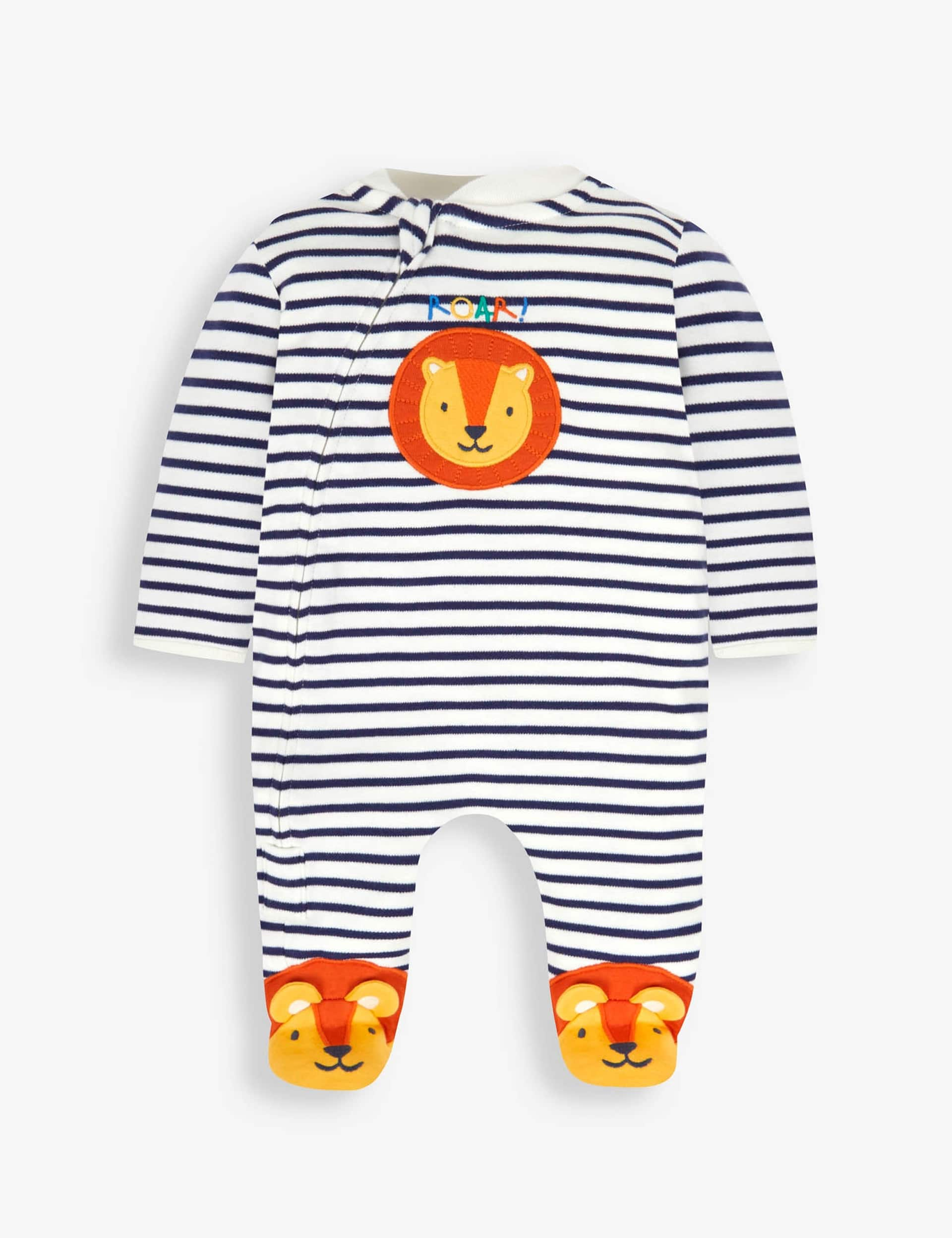 Jojo Maman Bb Boys Pure Cotton Animal Sleepsuit (7lbs-18 Mths) - 0-3 M - Navy Mix, Navy Mix