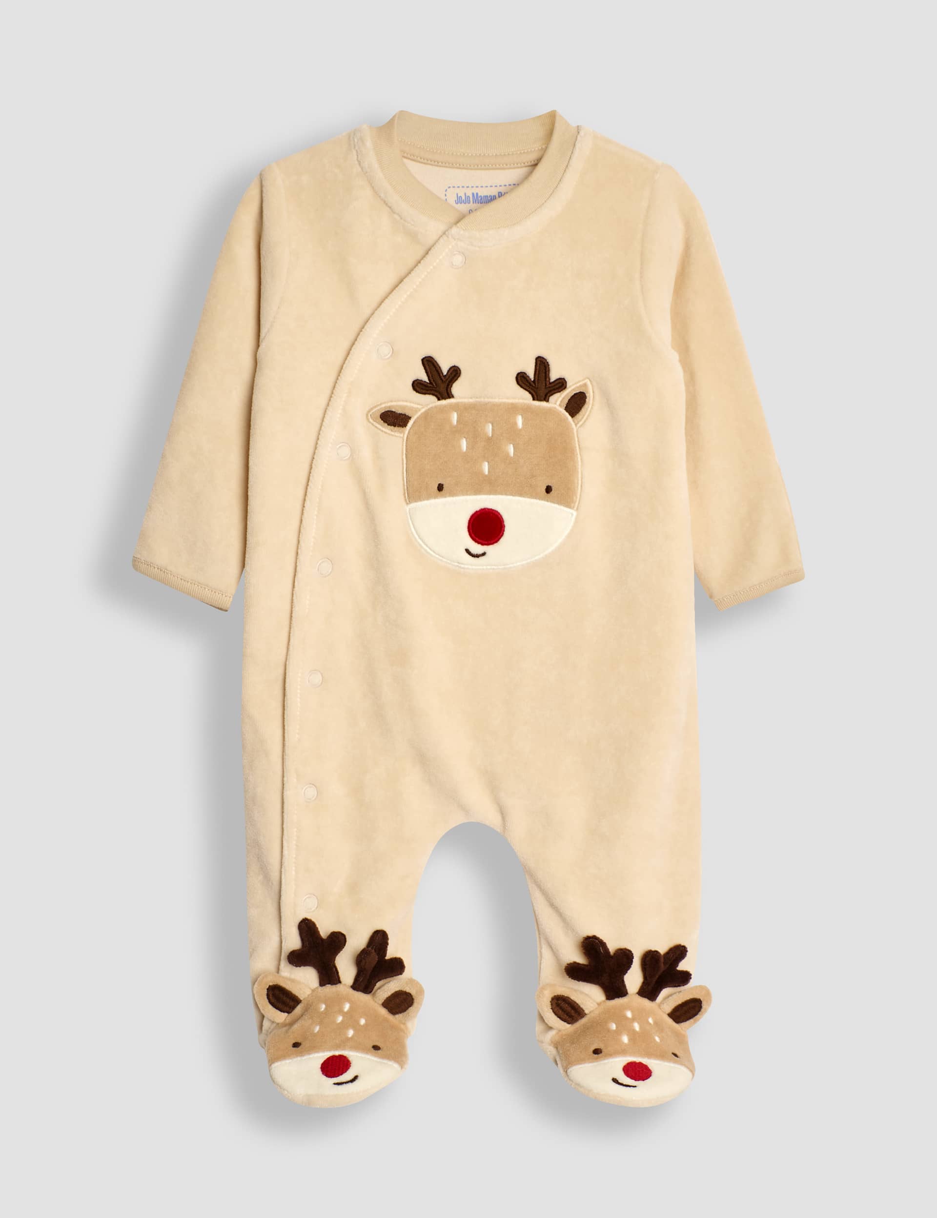 Jojo Maman Bb Cotton Rich Patterned Sleepsuit (0-12 Mths) - 0-3 M - Beige Mix, Beige Mix