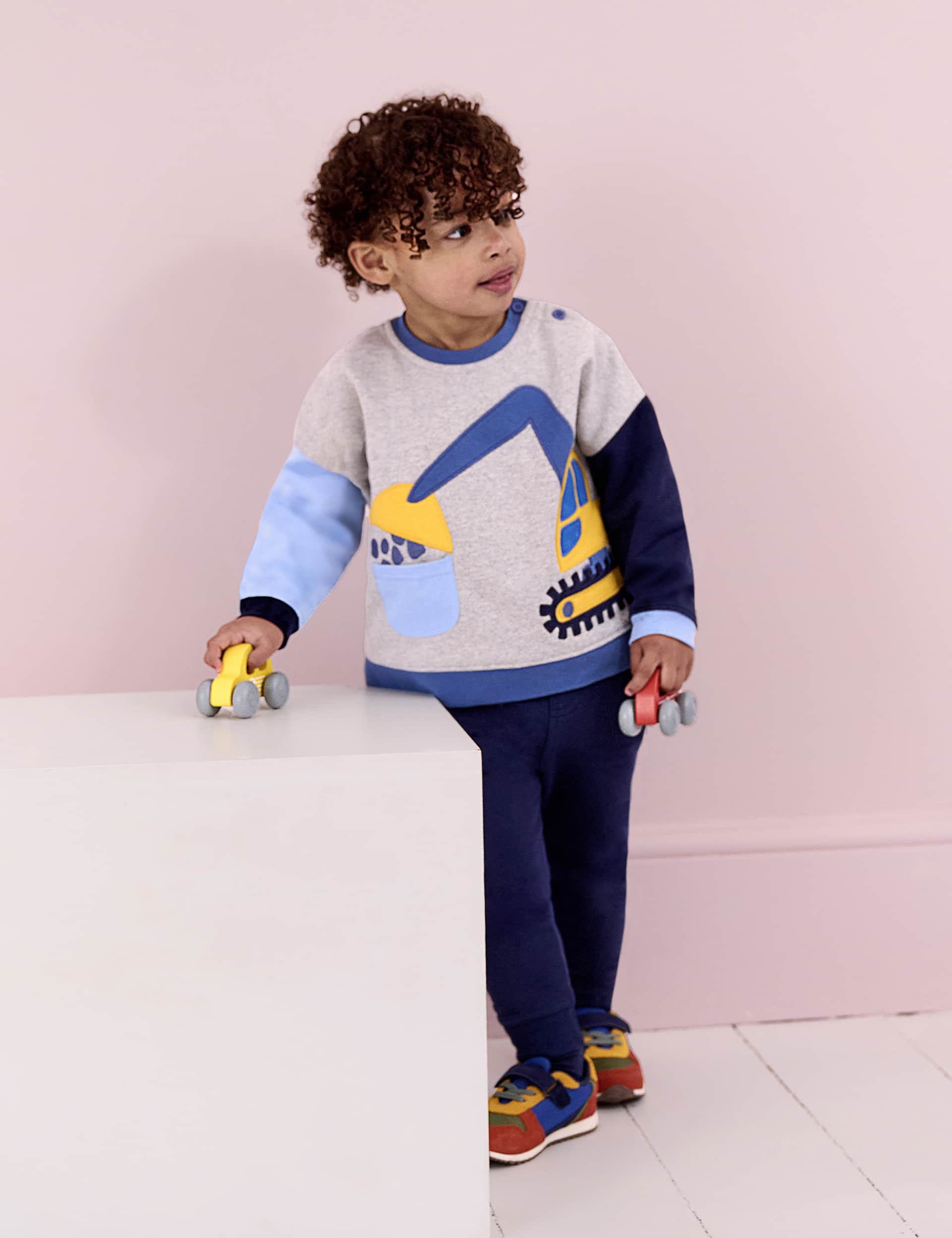 Jojo Maman Bb Boys 2pc Pure Cotton Digger Top & Bottom Outfit (6 Mths - 6 Yrs) - 2-3 Y - Blue Mix,