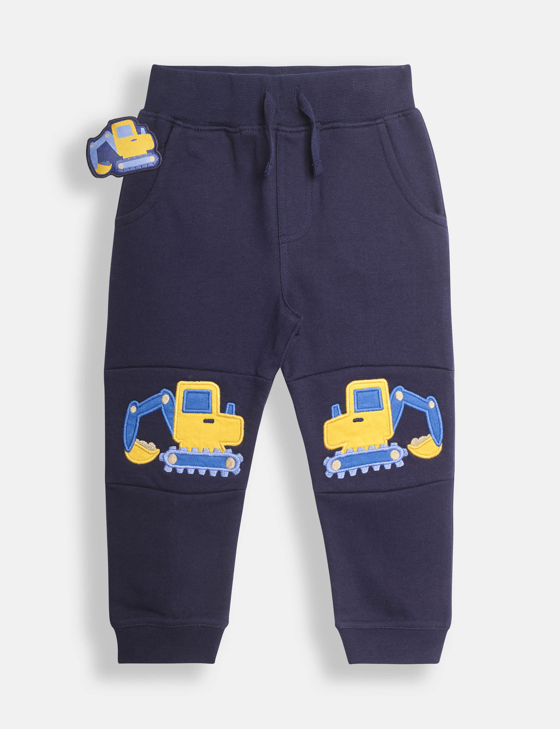 Jojo Maman Bb Boys Pure Cotton Appliqu Digger Joggers - 2-3 Y - Dark Navy Mix, Dark Navy Mix