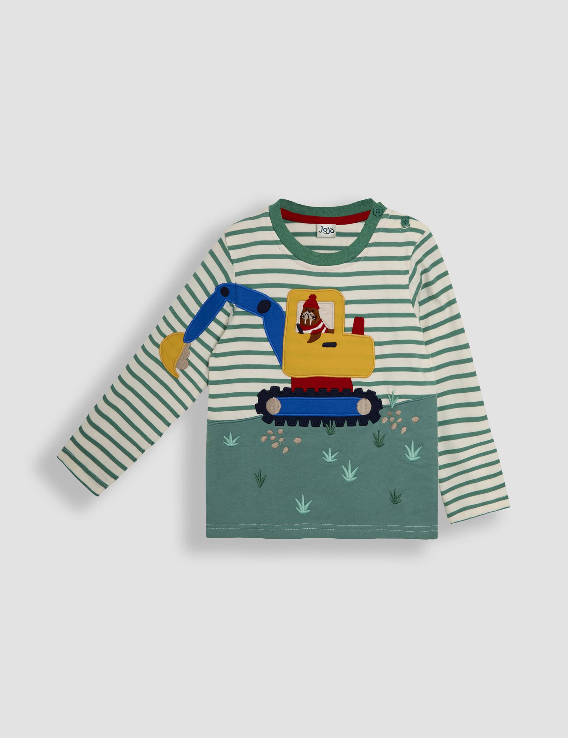 Jojo Maman Bb Boys Pure Cotton Applique Top (6 Mths-6 Yrs) - 18-24 - Green Mix, Green Mix