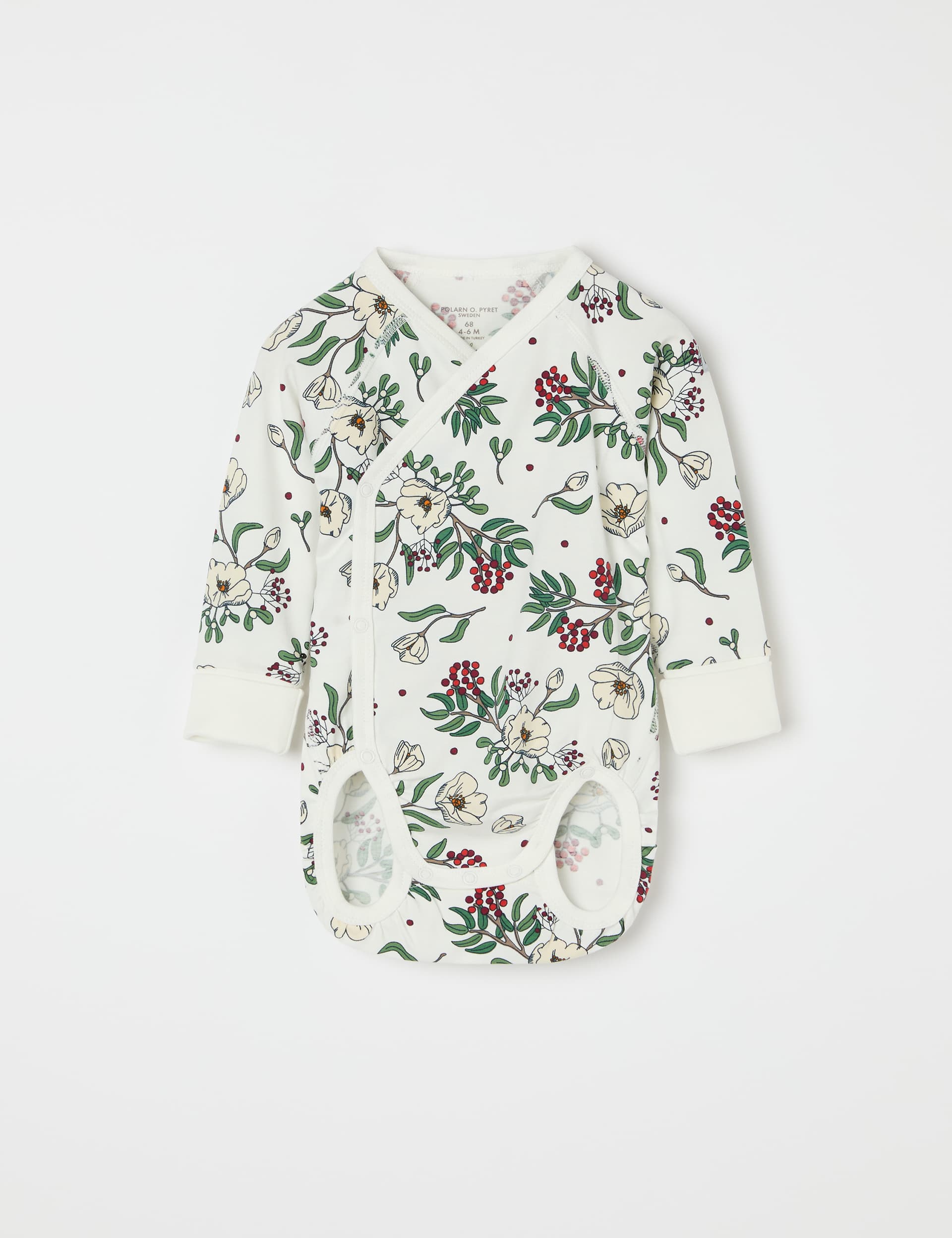 Polarn O. Pyret Girls Cotton Rich Floral Bodysuit (1-6 Mths) - 4-6M - White Mix, White Mix