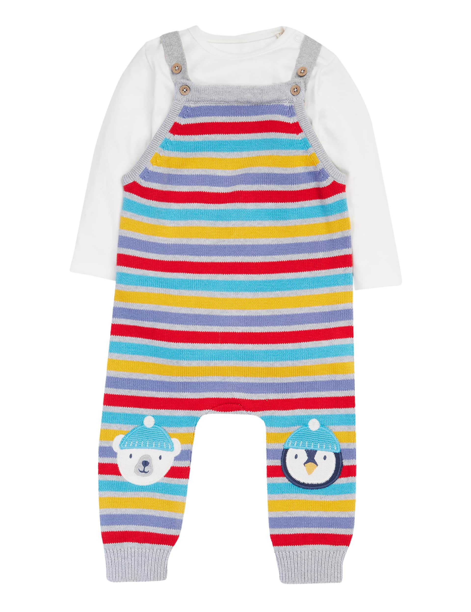 Frugi 2pc Pure Cotton Knitted Striped Outfit (0-5 Yrs) - 12-18 - Multi, Multi