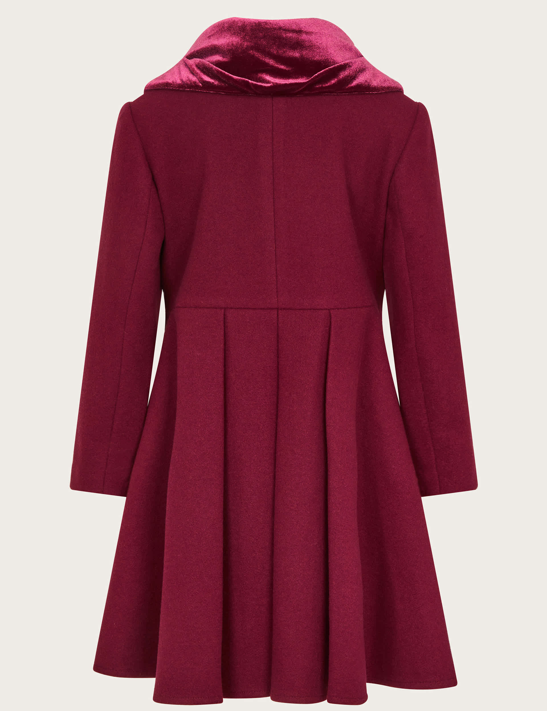 Monsoon Girls Shawl Collar Coat with Wool (3-12 Yrs) - 7-8 Y - Burgundy, Burgundy