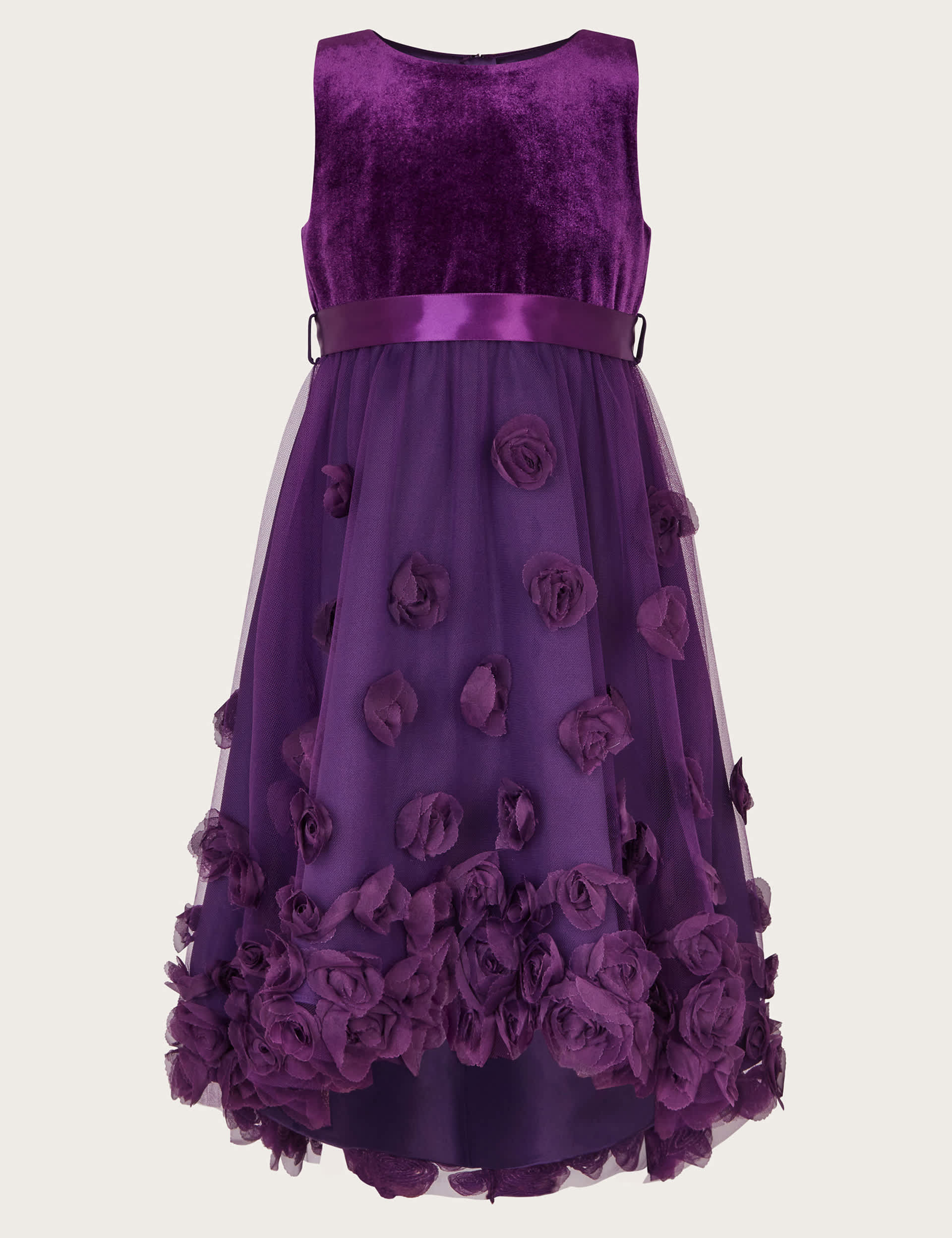 Monsoon Girls Flower Chiffon Dress (3-15 Yrs) - 4y - Purple, Purple