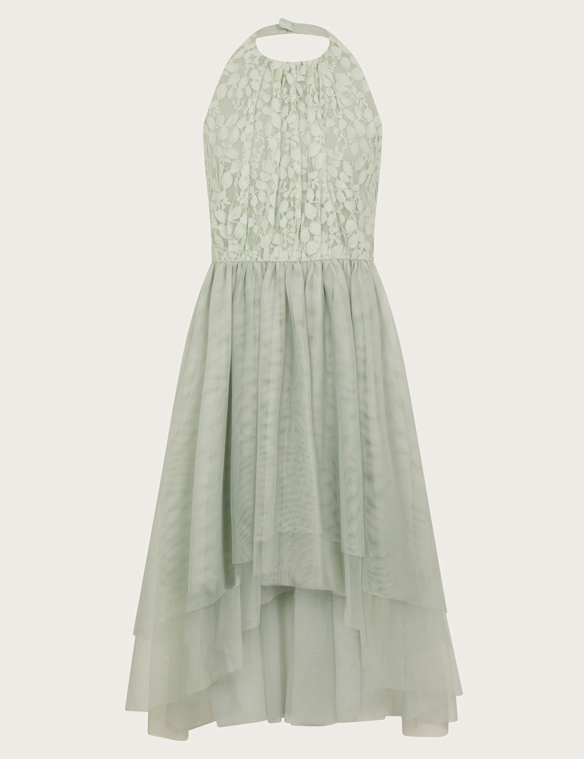 Monsoon Girls Halterneck Lace Prom Dress (8-15 Yrs) - 13y - Light Green, Light Green