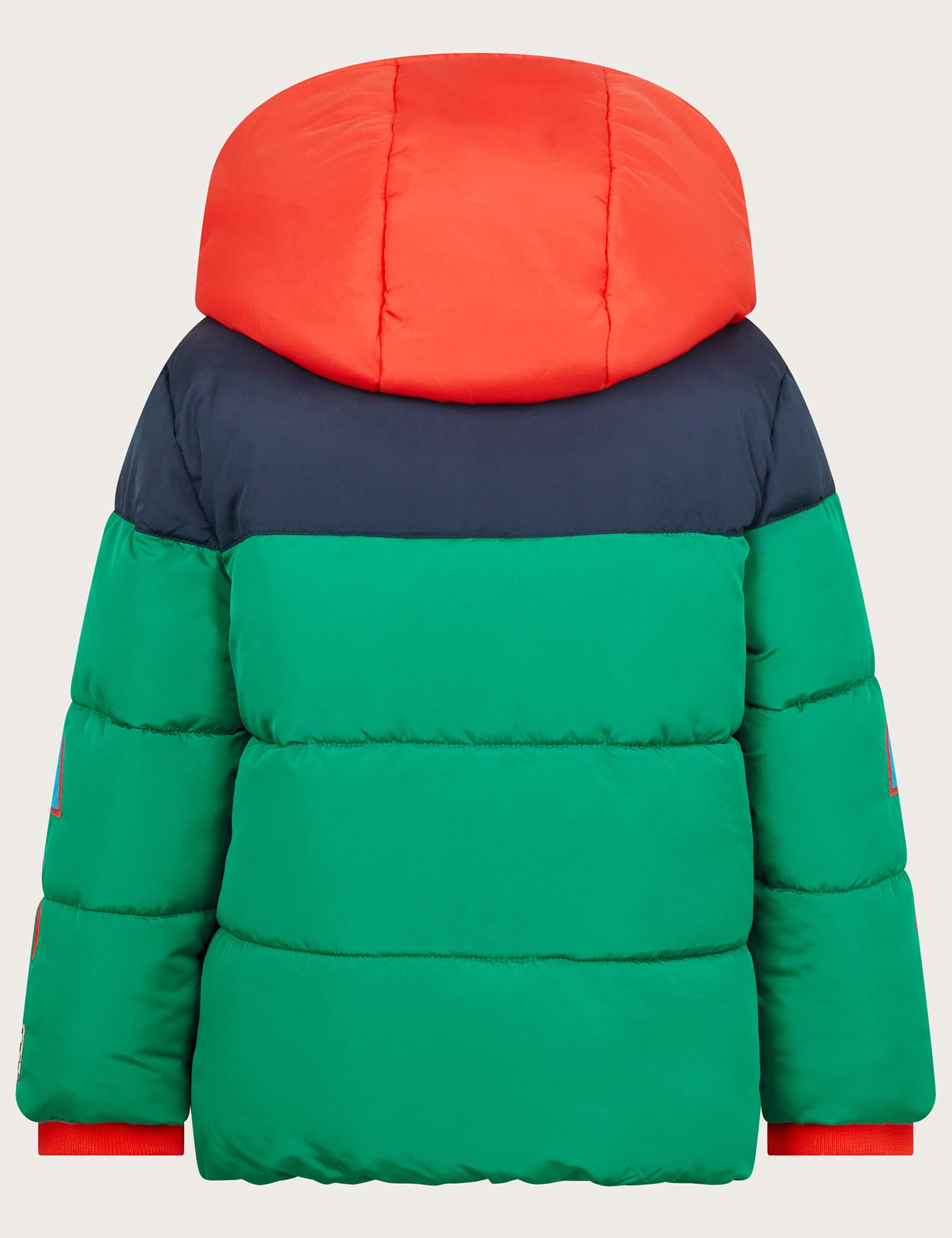 Monsoon Boys Colourblock Hooded Puffer Jacket - 9-10Y - Green Mix, Green Mix