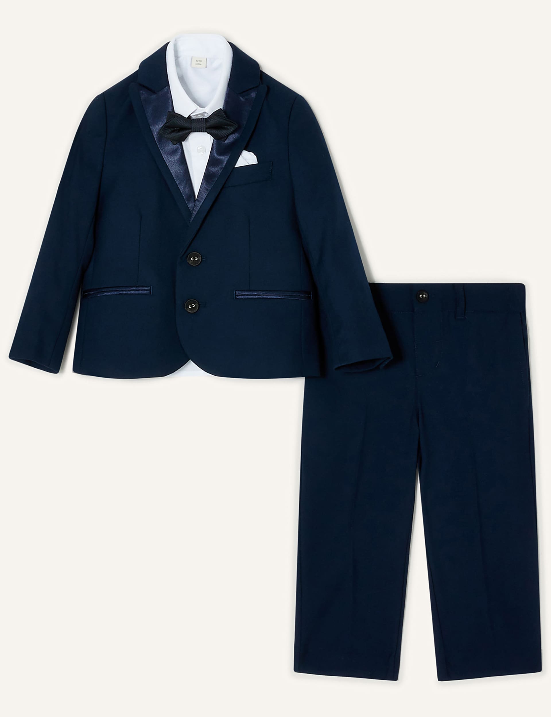 Monsoon Boys 4pc Tuxedo Suit Outfit (6 Mths-12 Yrs) - 6-12M - Navy, Navy