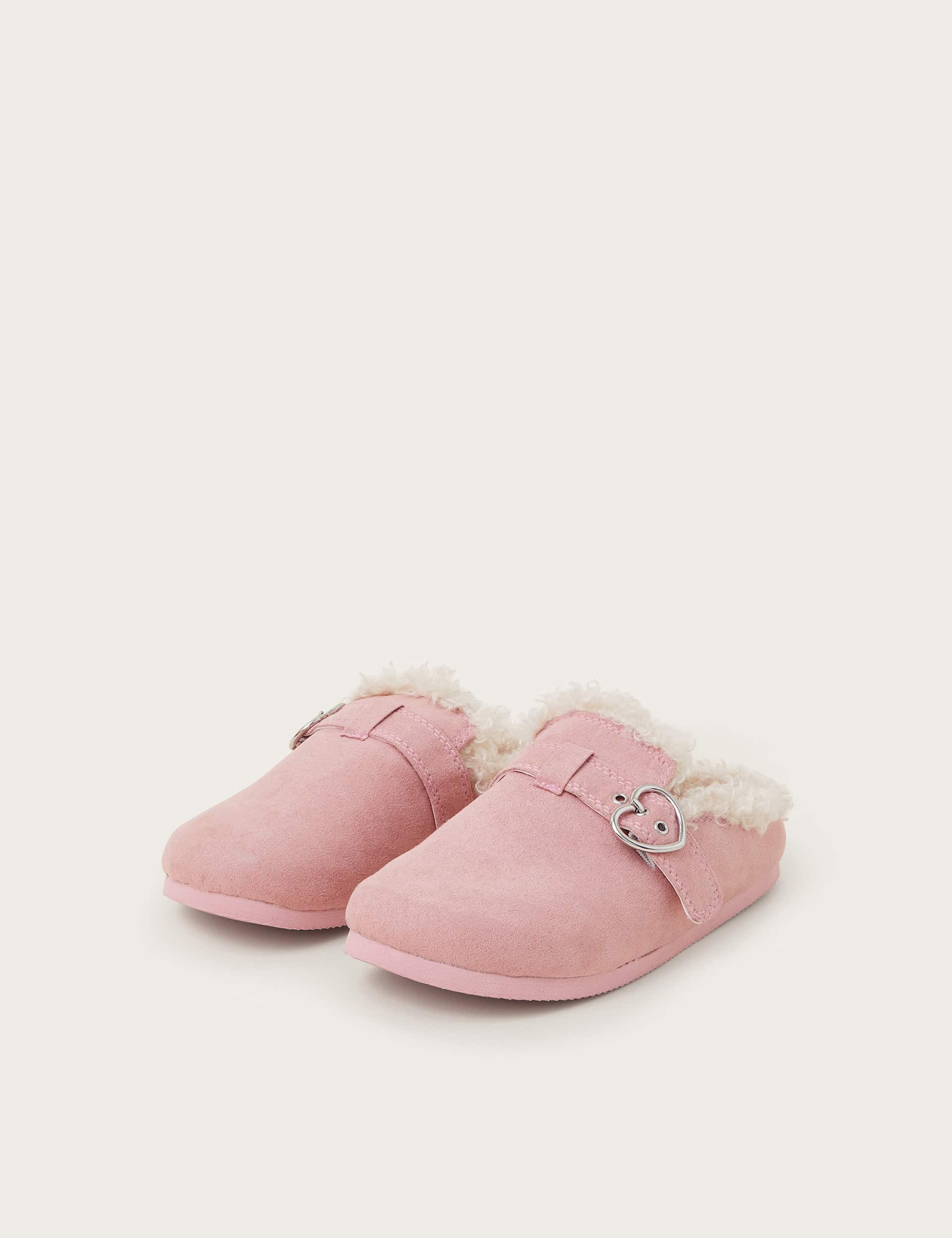 Monsoon Girls Faux Fur Round Toe Mule Slipper (7 Small - 4 Large) - Pink, Pink