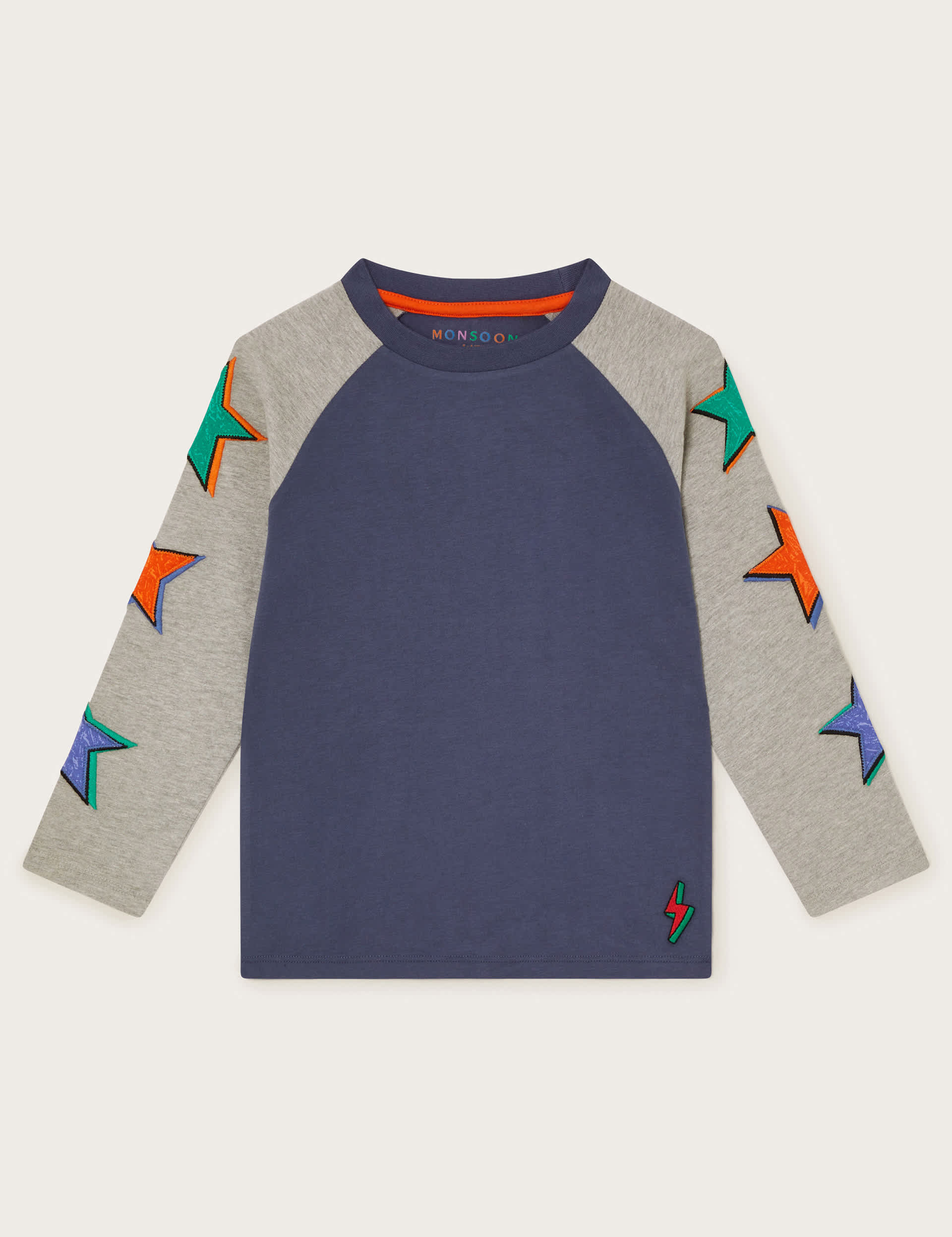 Monsoon Boys Pure Cotton Stars Top (3-13 Yrs) - 5-6 Y - Grey Mix, Grey Mix