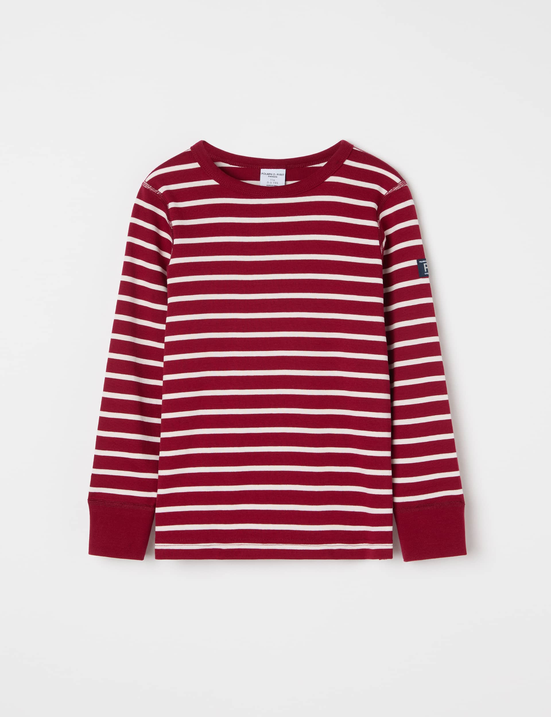 Polarn O. Pyret Boys Pure Cotton Striped Top (1-10 Yrs) - 4-5 Y - Red Mix, Red Mix