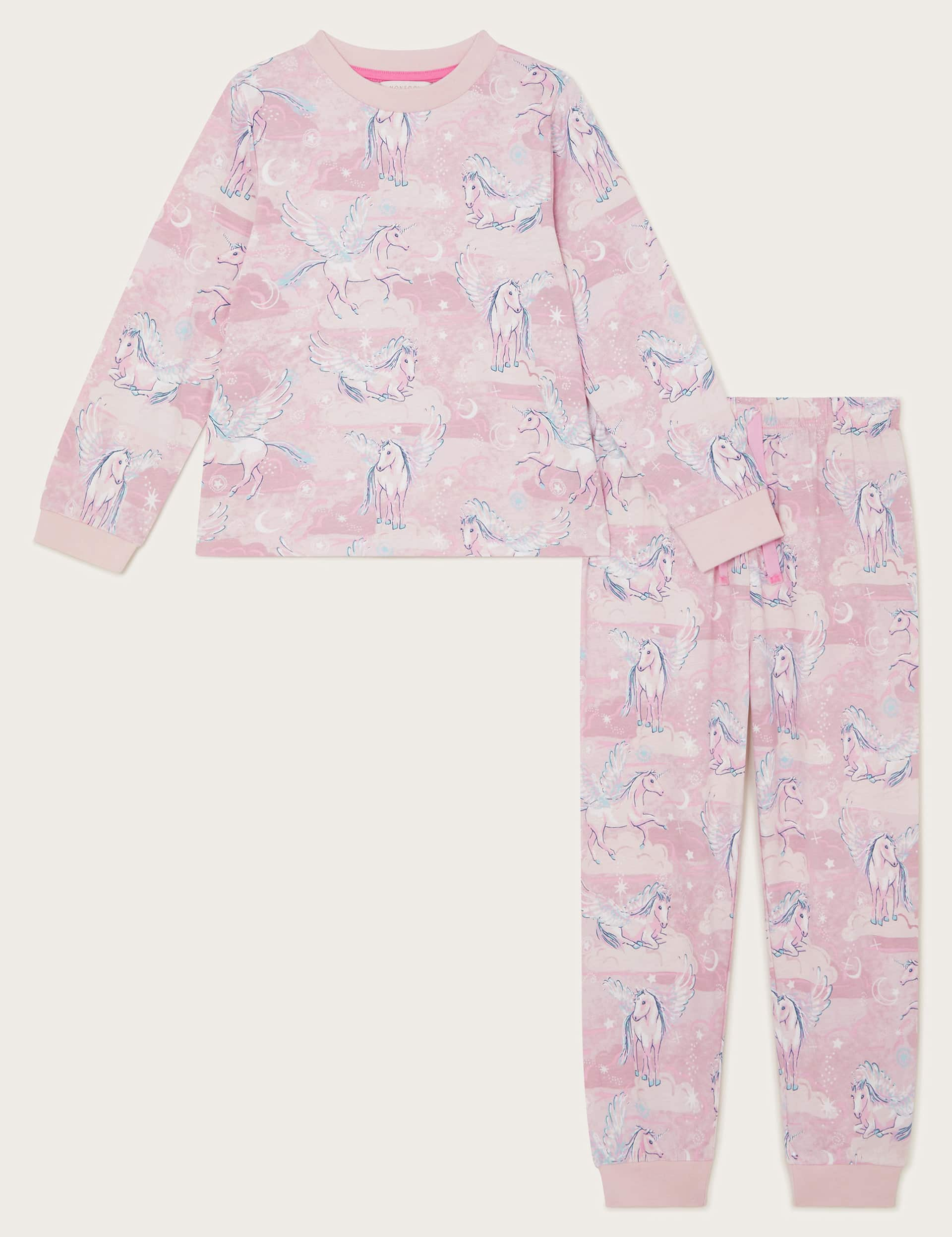 Monsoon Girls Pure Cotton Unicorn Pyjamas (2-13 Yrs) - 9-10Y - Pink Mix, Pink Mix