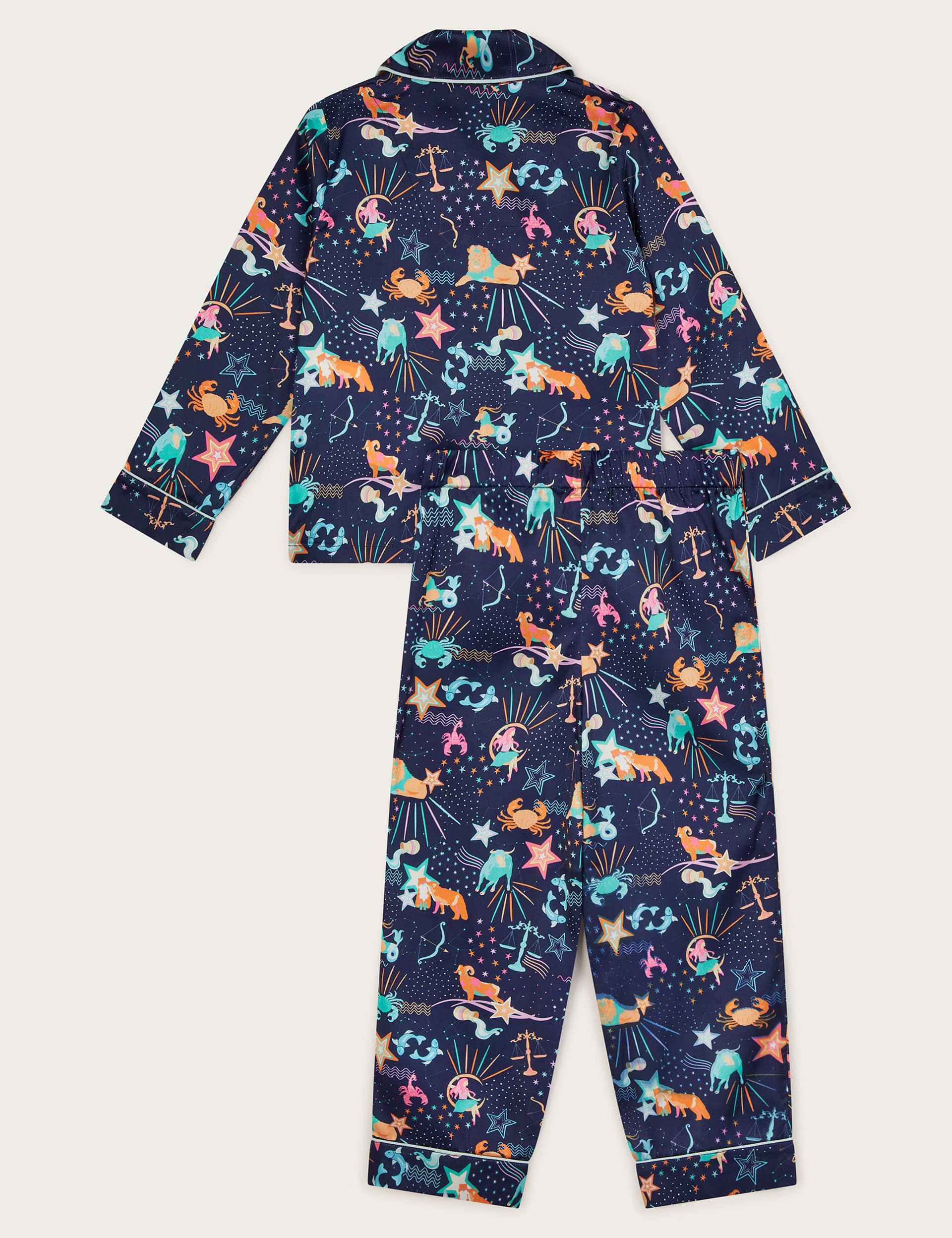 Monsoon Girls Satin Zodiac Pyjamas (5-13 Yrs) - 9-10Y - Navy Mix, Navy Mix