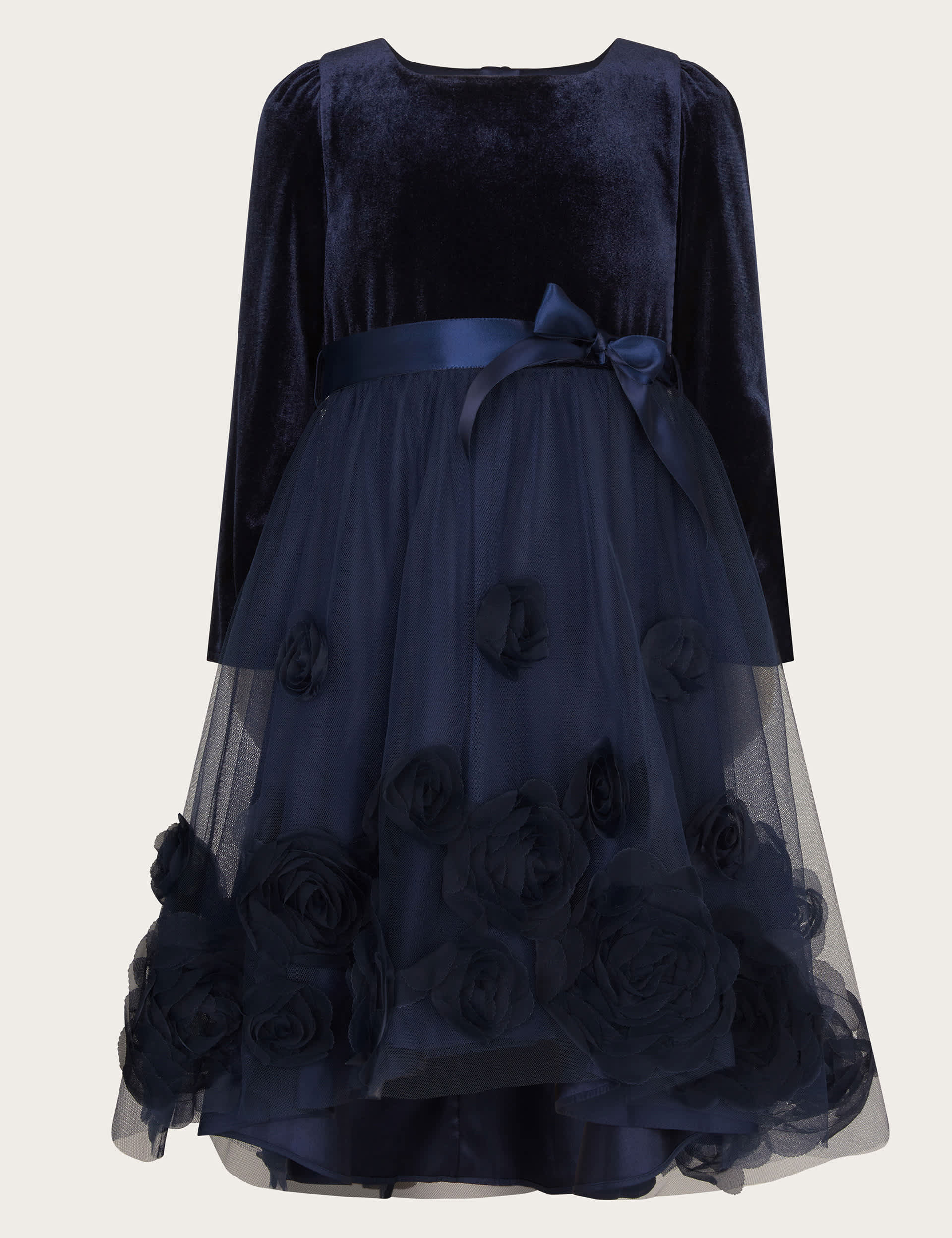 Monsoon Girls Velvet Tulle Dress (3-15 Yrs) - 6y - Navy, Navy