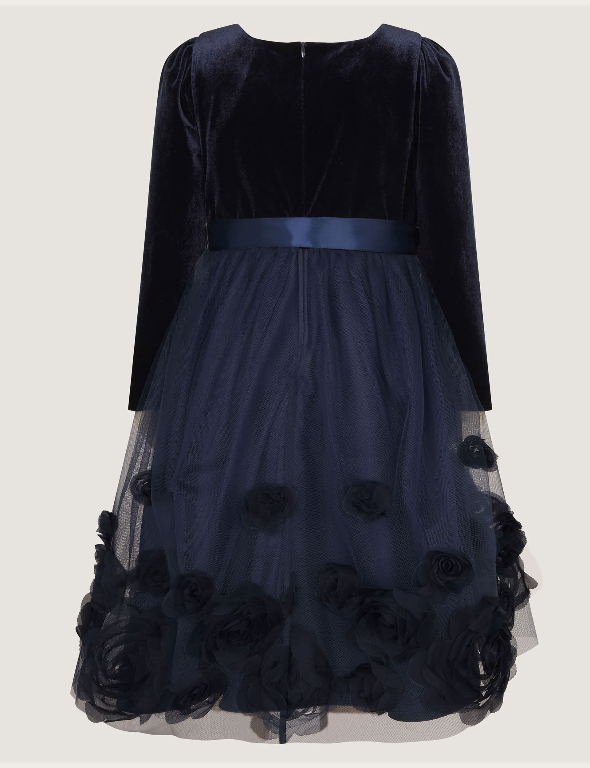 Monsoon Girls Velvet Tulle Dress (3-15 Yrs) - 4y - Navy, Navy