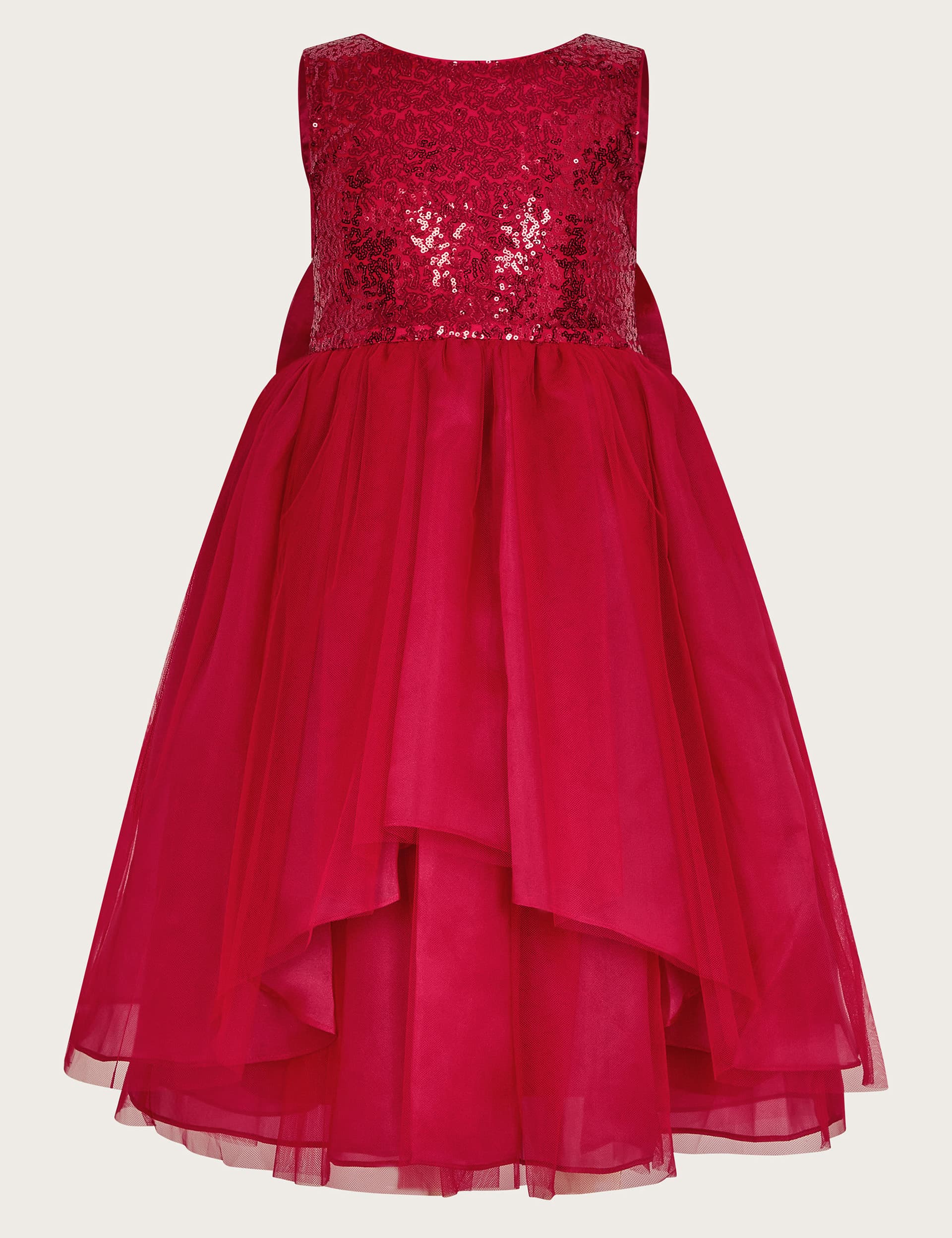 Monsoon Girls Sequin Bow Occasion Dress (3-15 Yrs) - 9y - Red, Red