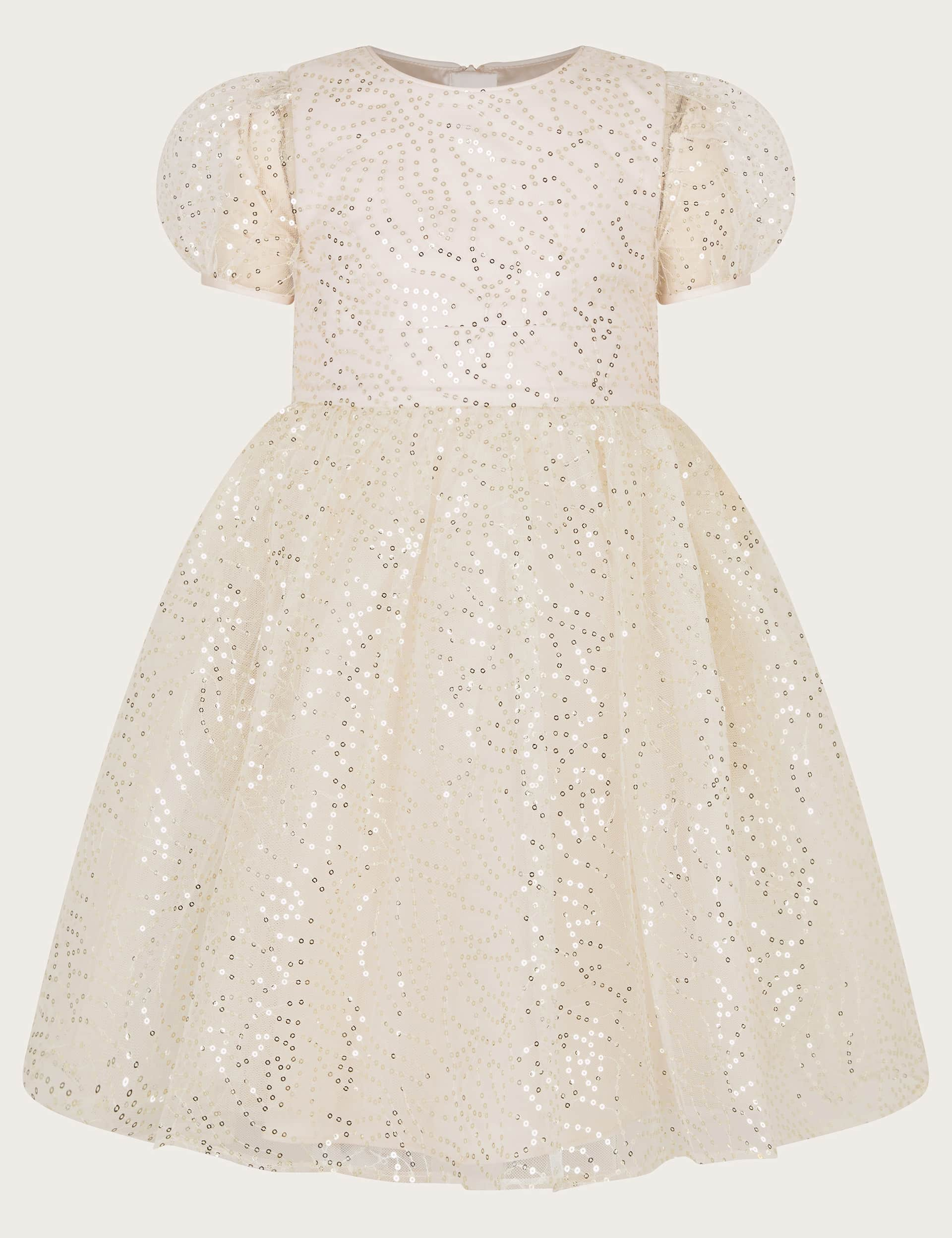 Monsoon Girls Sequin Dress (3-13 Yrs) - 10y - Champagne, Champagne