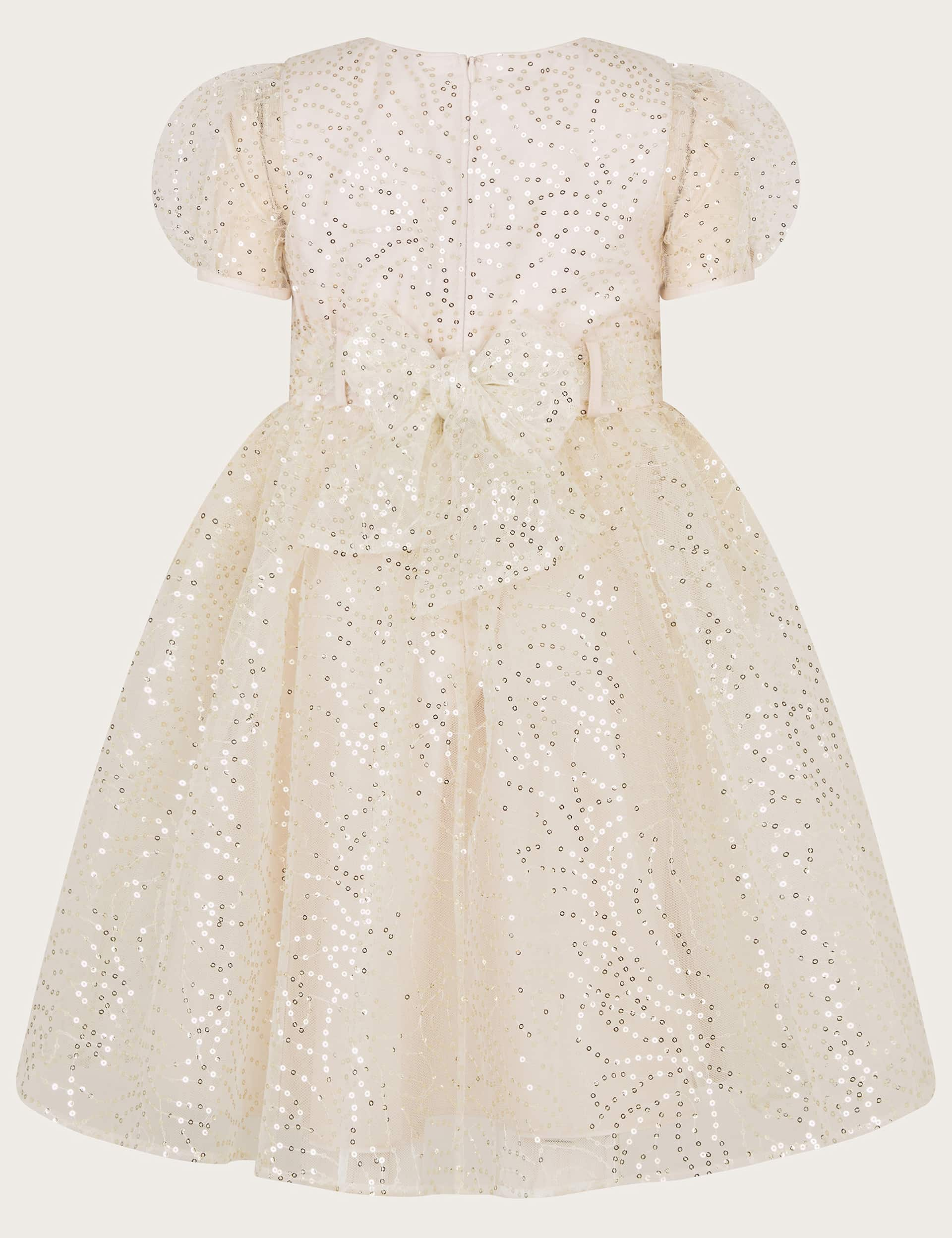 Monsoon Girls Sequin Dress (3-13 Yrs) - 8y - Champagne, Champagne