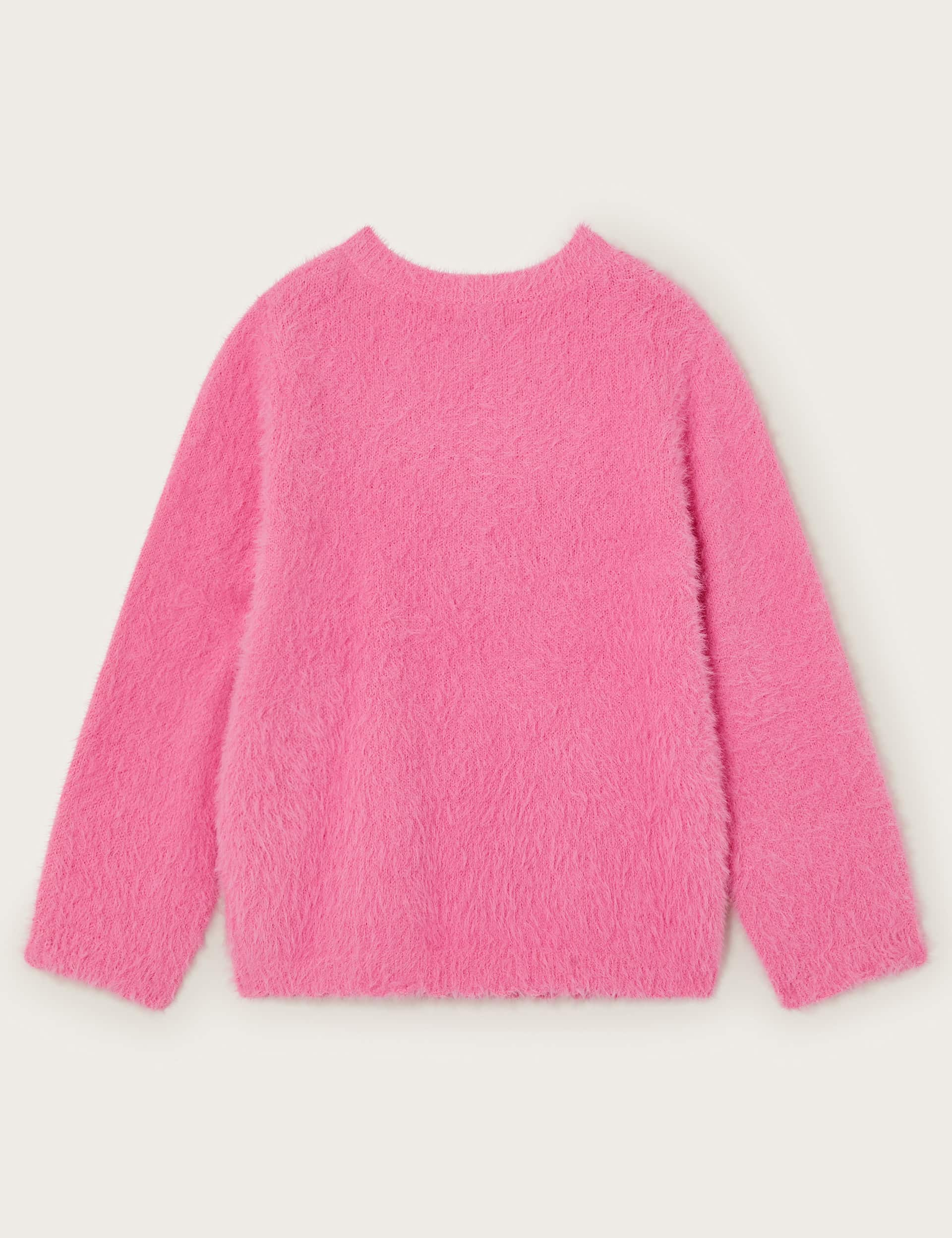 Monsoon Girls Embroidered Christmas Jumper (3-15 Yrs) - 3-4 Y - Pink Mix, Pink Mix