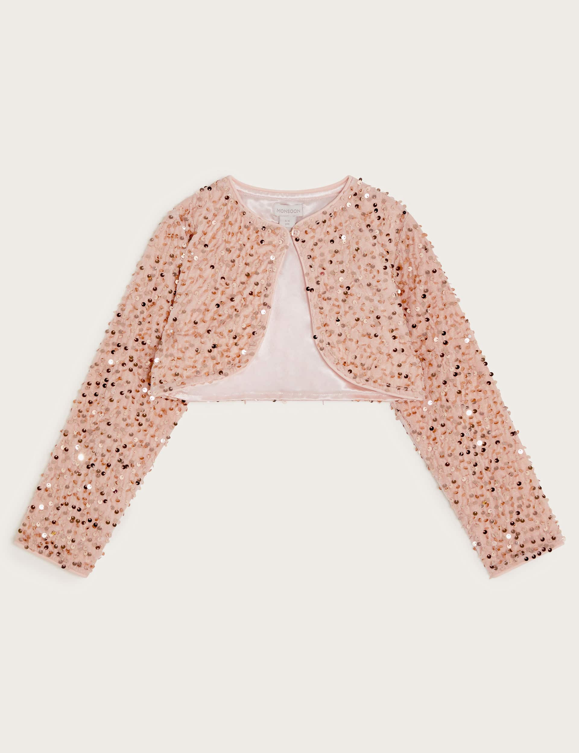 Monsoon Girls Sequin Cardigan (3-13 Yrs) - 9-10Y - Pink, Pink