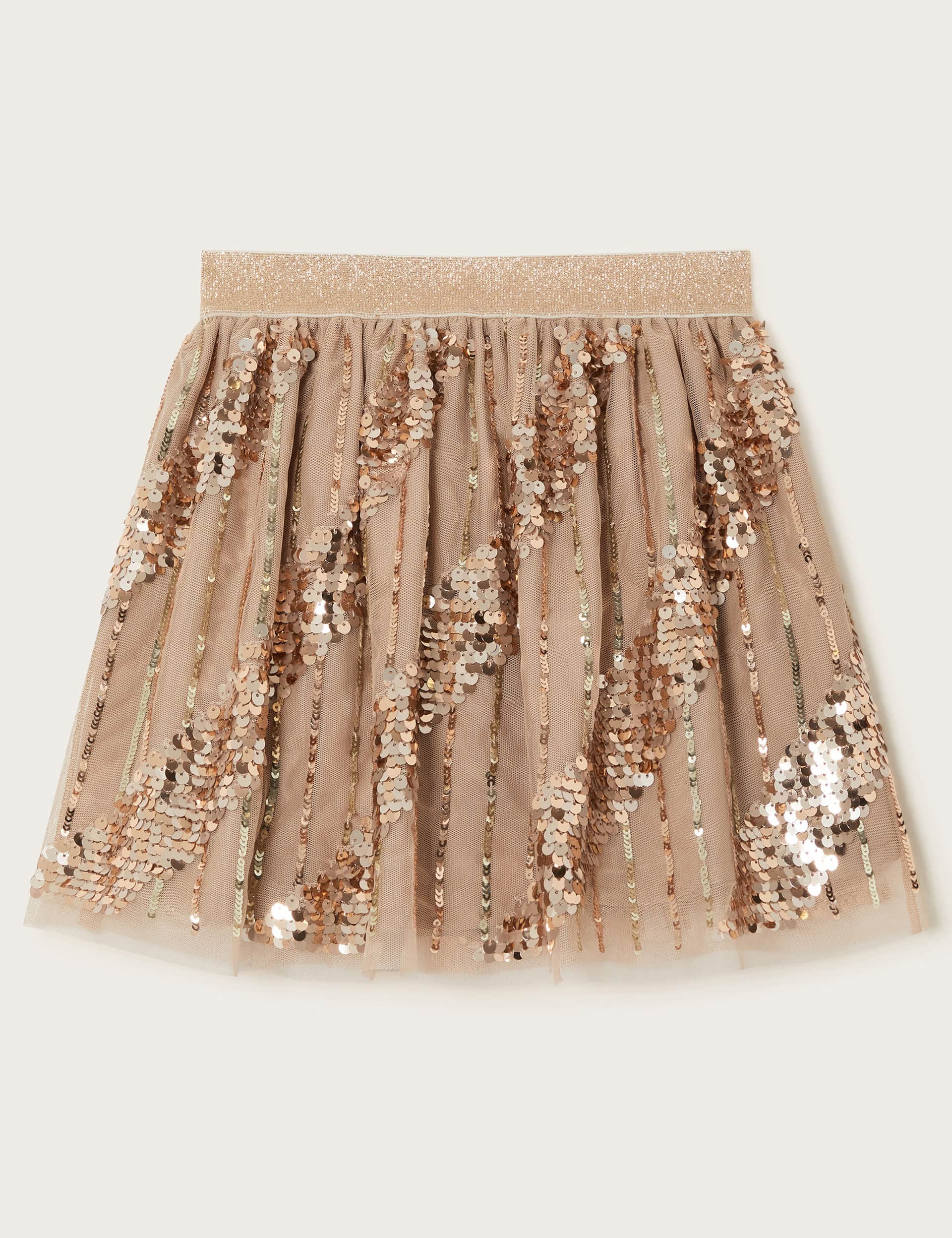 Monsoon Girls Sequin Tulle Skirt (3-13 Yrs) - 3-4 Y - Gold, Gold