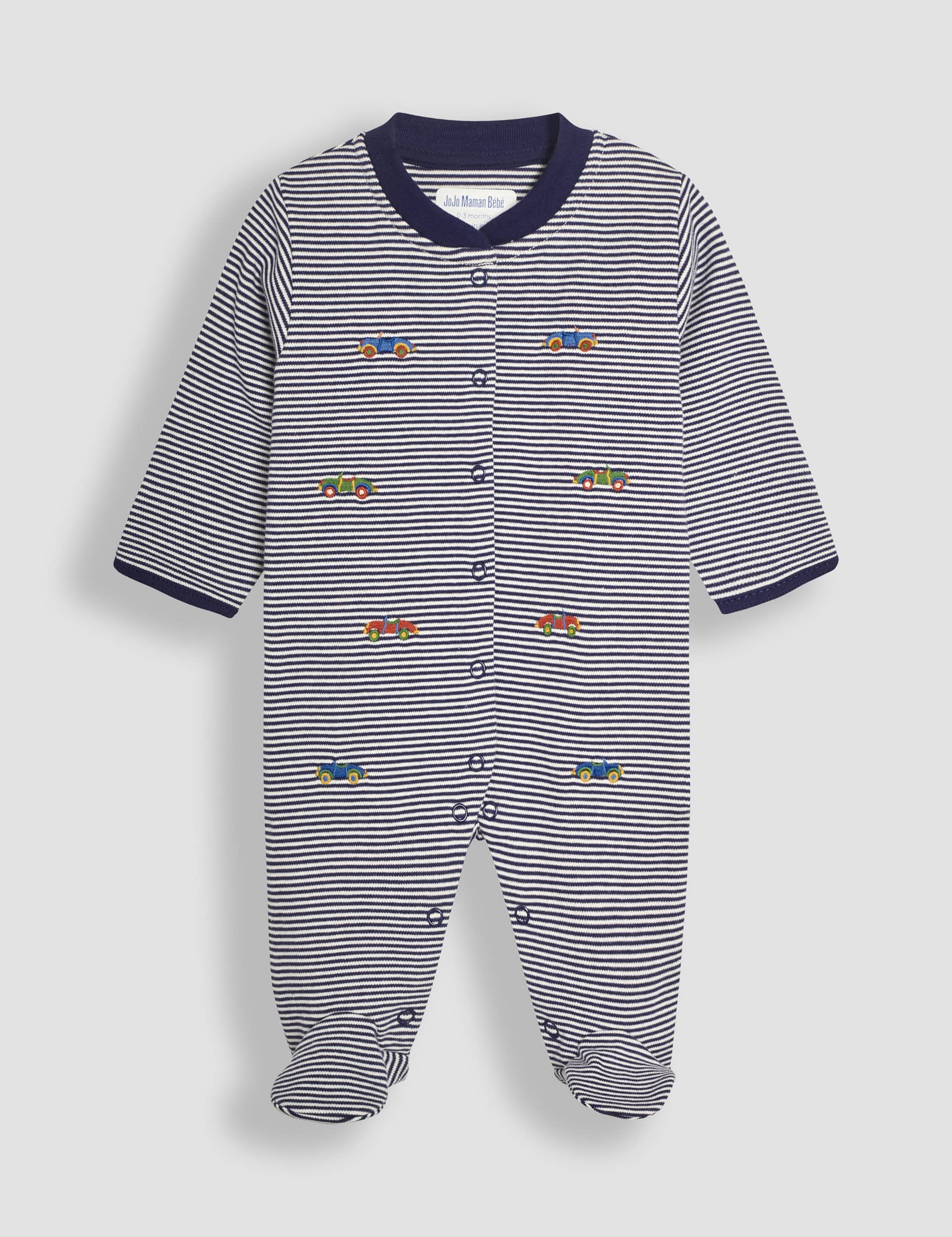 Jojo Maman Bb Pure Cotton Transport Sleepsuit (0-12 Mths) - 0-3 M - Multi, Multi